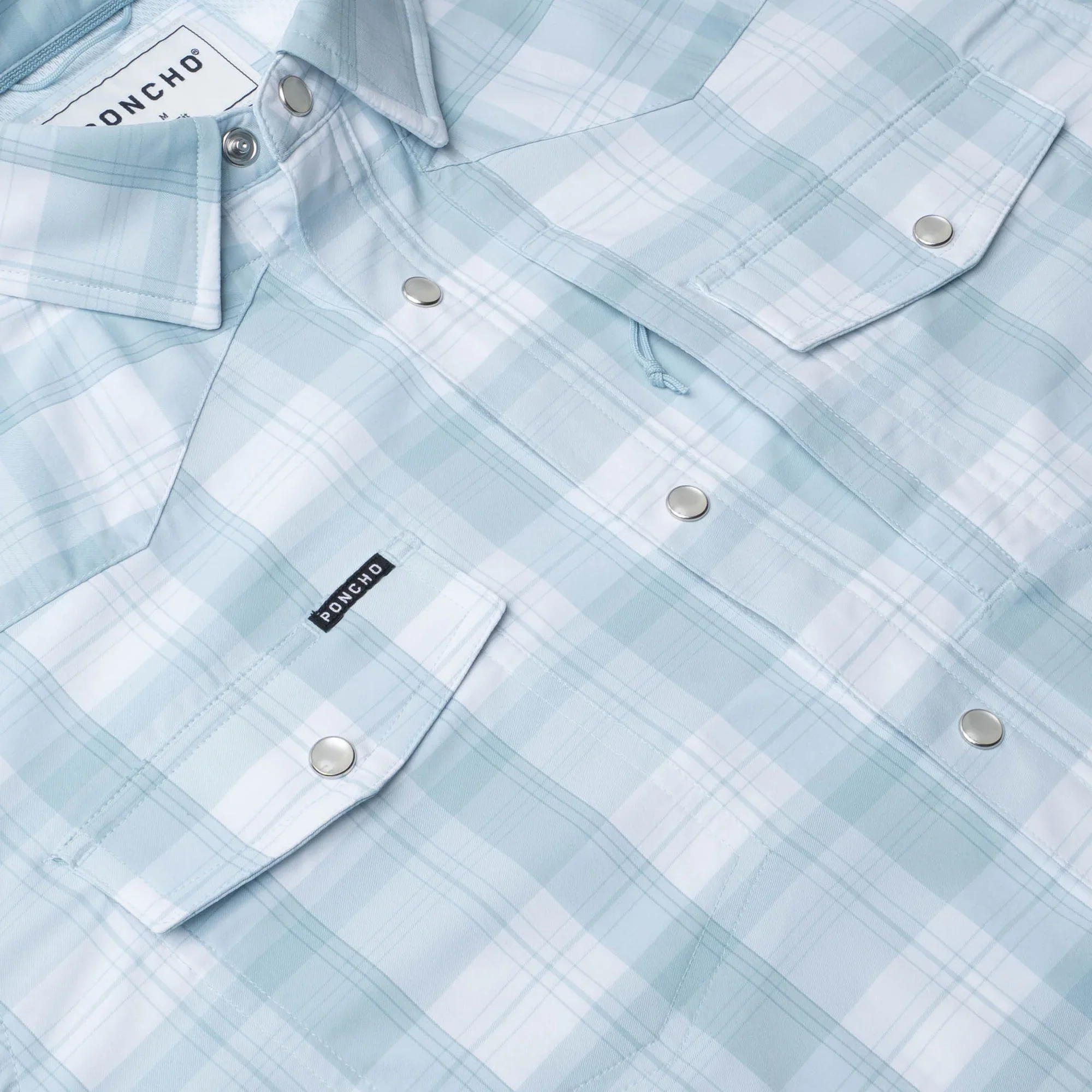 Men's Poncho "The Big Sky" Short Sleeve Regular and Slim Fit Plaid Snap Shirt - Image 5