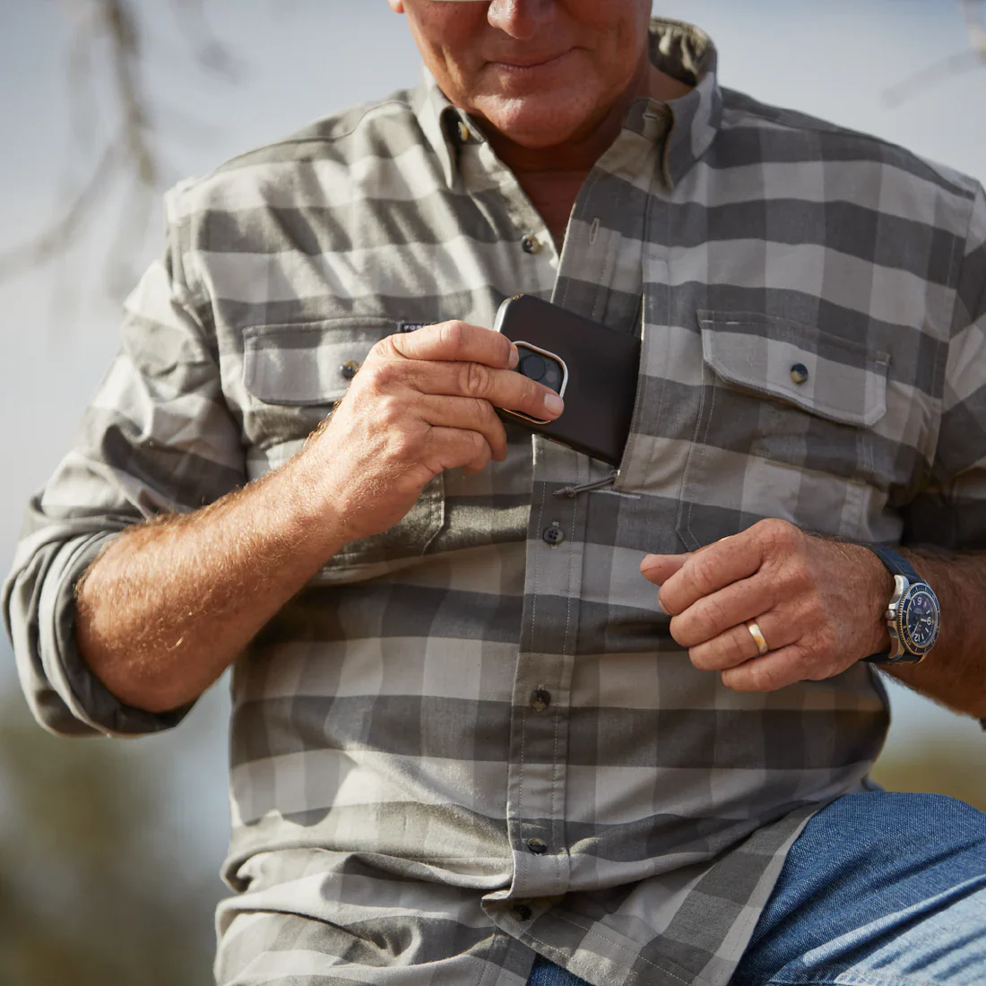 Men's Poncho "The Cape Buffalo" Plaid Regular and Slim Fit Long Sleeve Shirt - Image 6