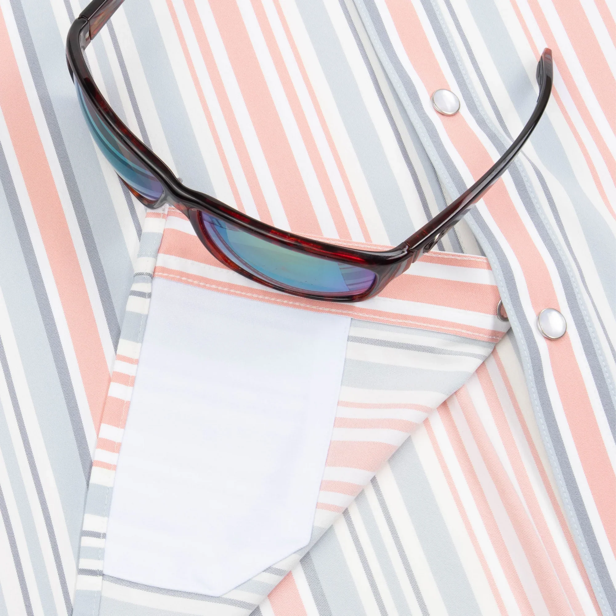 Men's Poncho "The Home Sweet Home" Striped Pearl Snap Shirt - Image 4