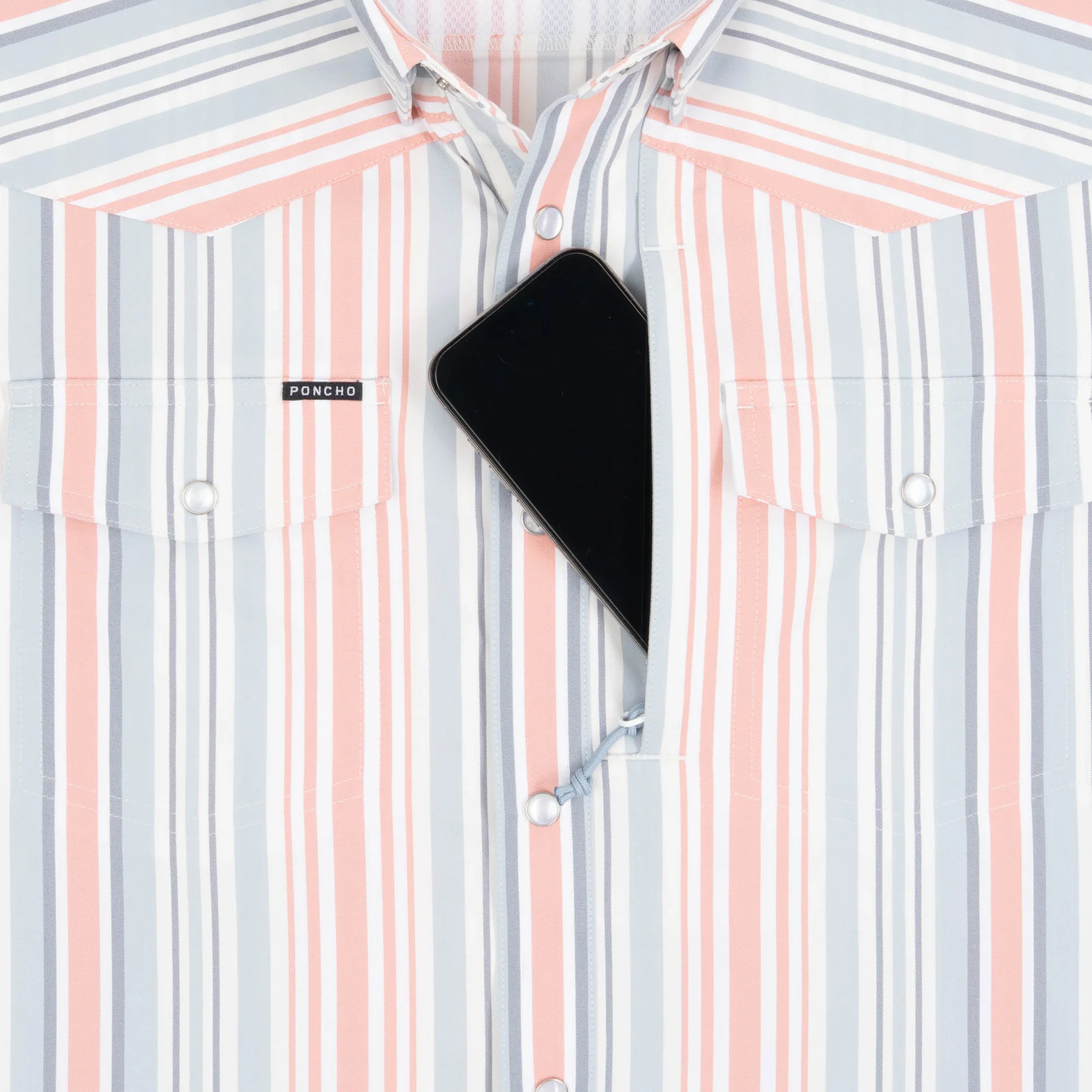 Men's Poncho "The Home Sweet Home" Striped Pearl Snap Shirt - Image 5