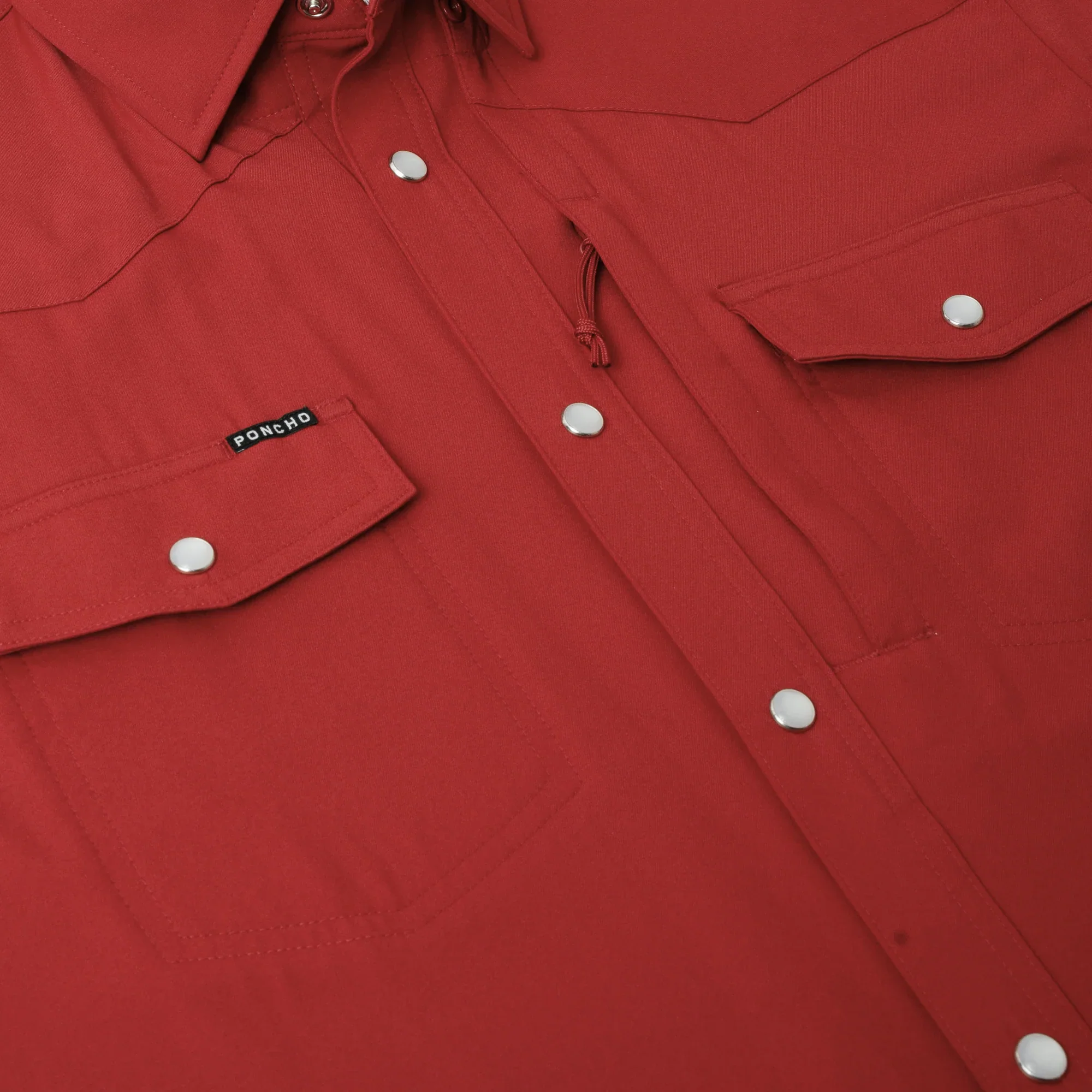 Men's Poncho "The Norman" Red Short Sleeve Regular and Slim Fit Snap Shirt - Image 3