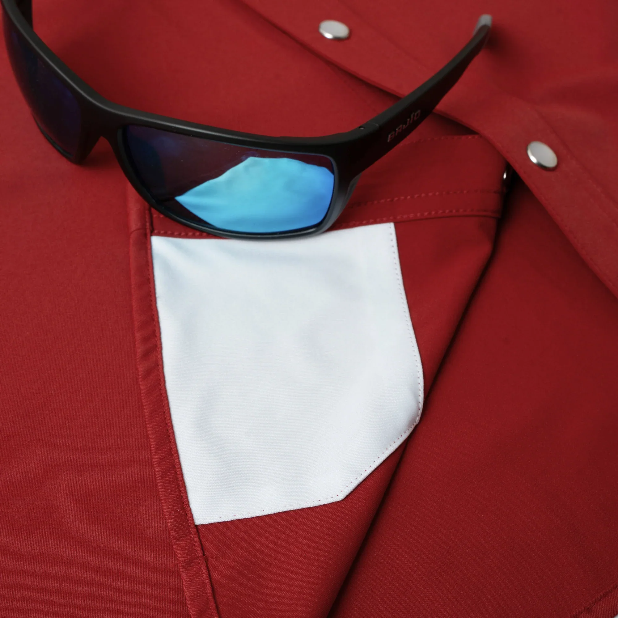 Men's Poncho "The Norman" Red Short Sleeve Regular and Slim Fit Snap Shirt - Image 4
