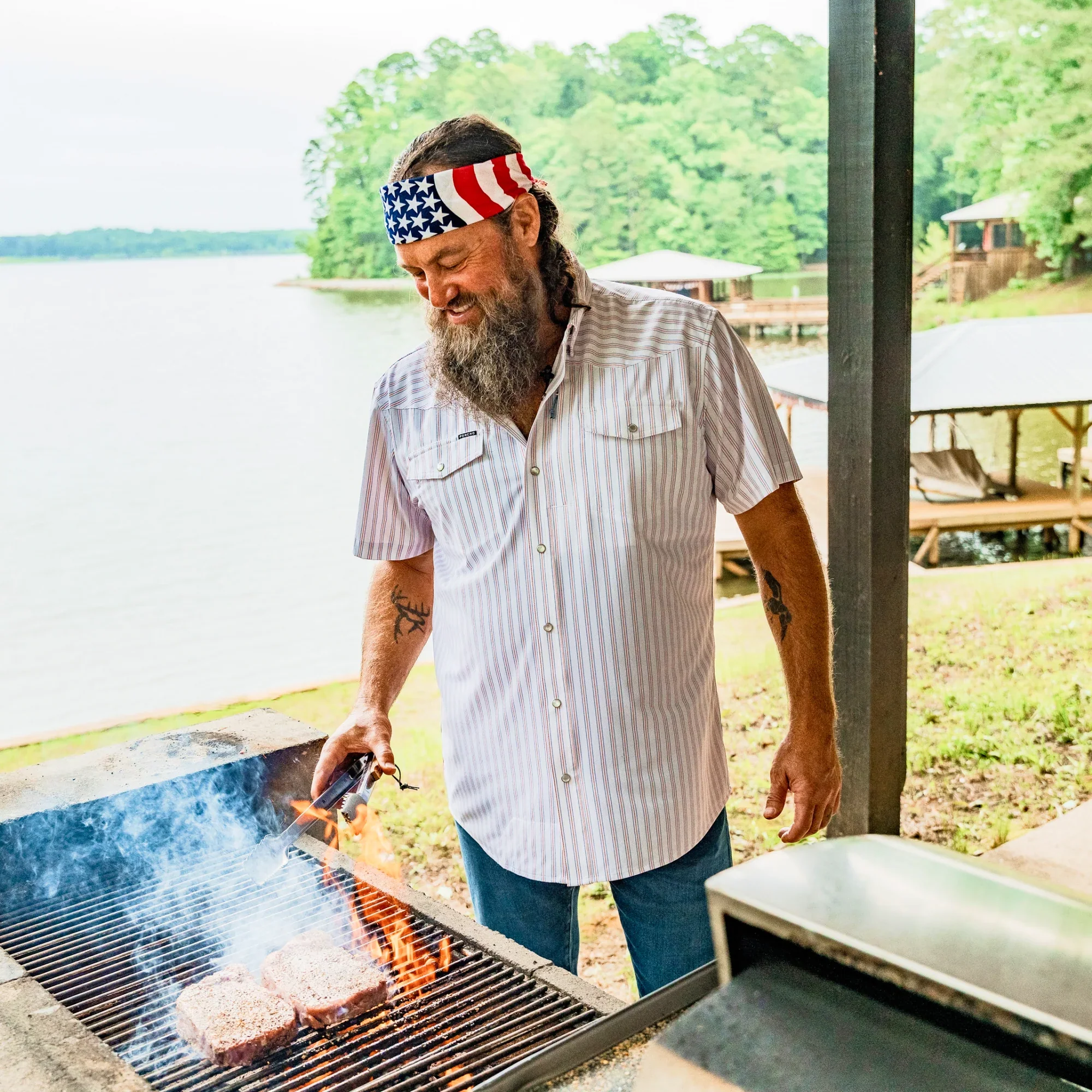 Men's Poncho "The Old Glory" Short Sleeve Snap Shirt - Image 7