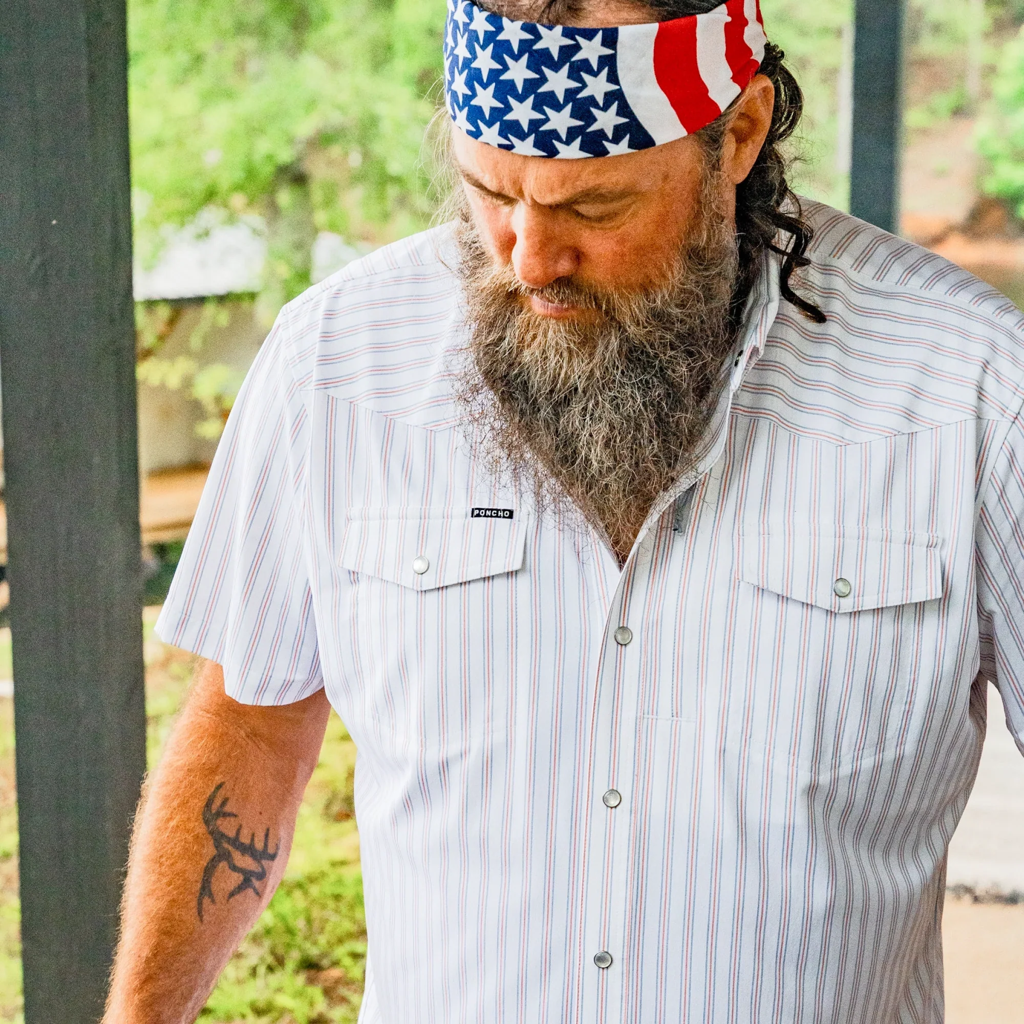 Men's Poncho "The Old Glory" Short Sleeve Snap Shirt - Image 8