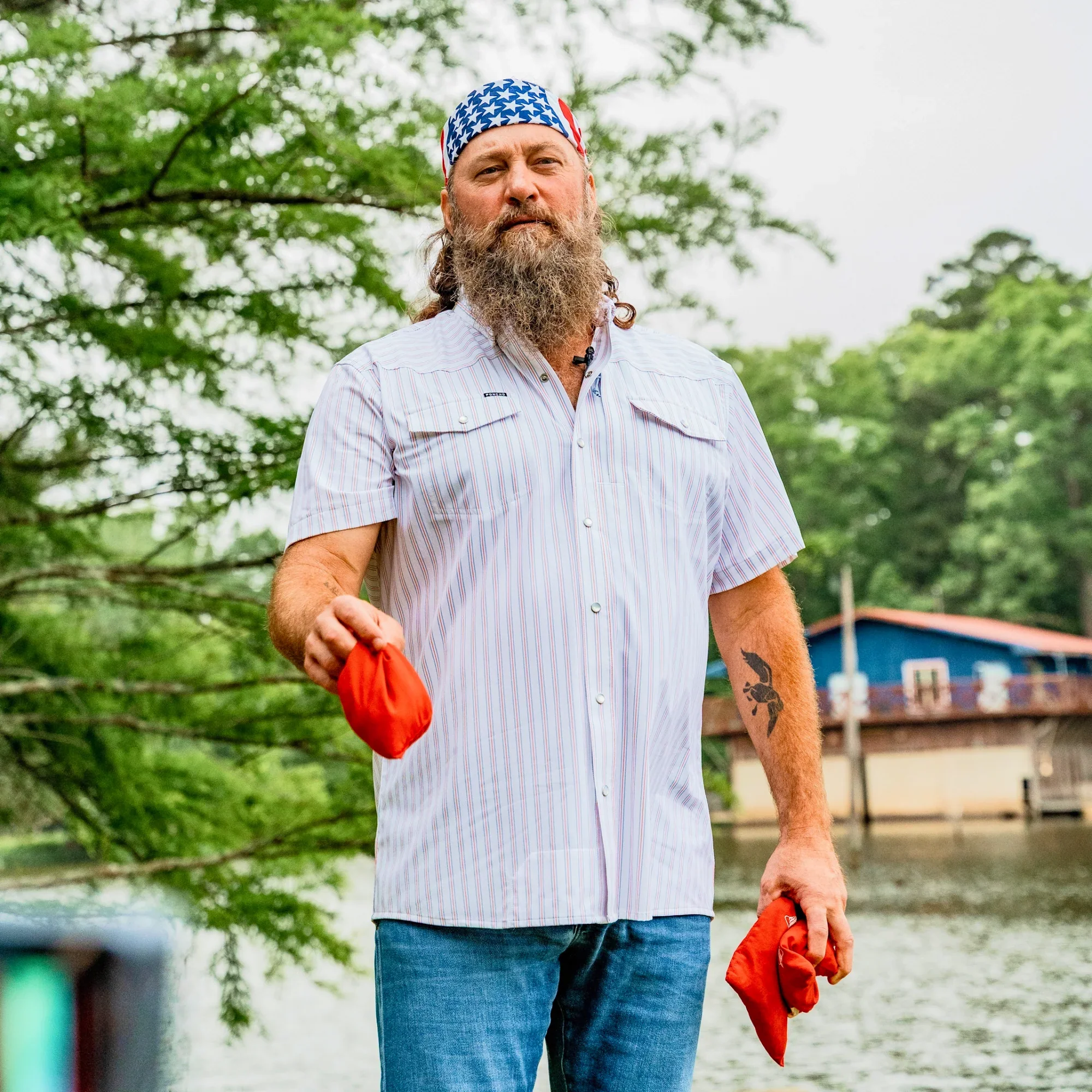 Men's Poncho "The Old Glory" Short Sleeve Snap Shirt - Image 9