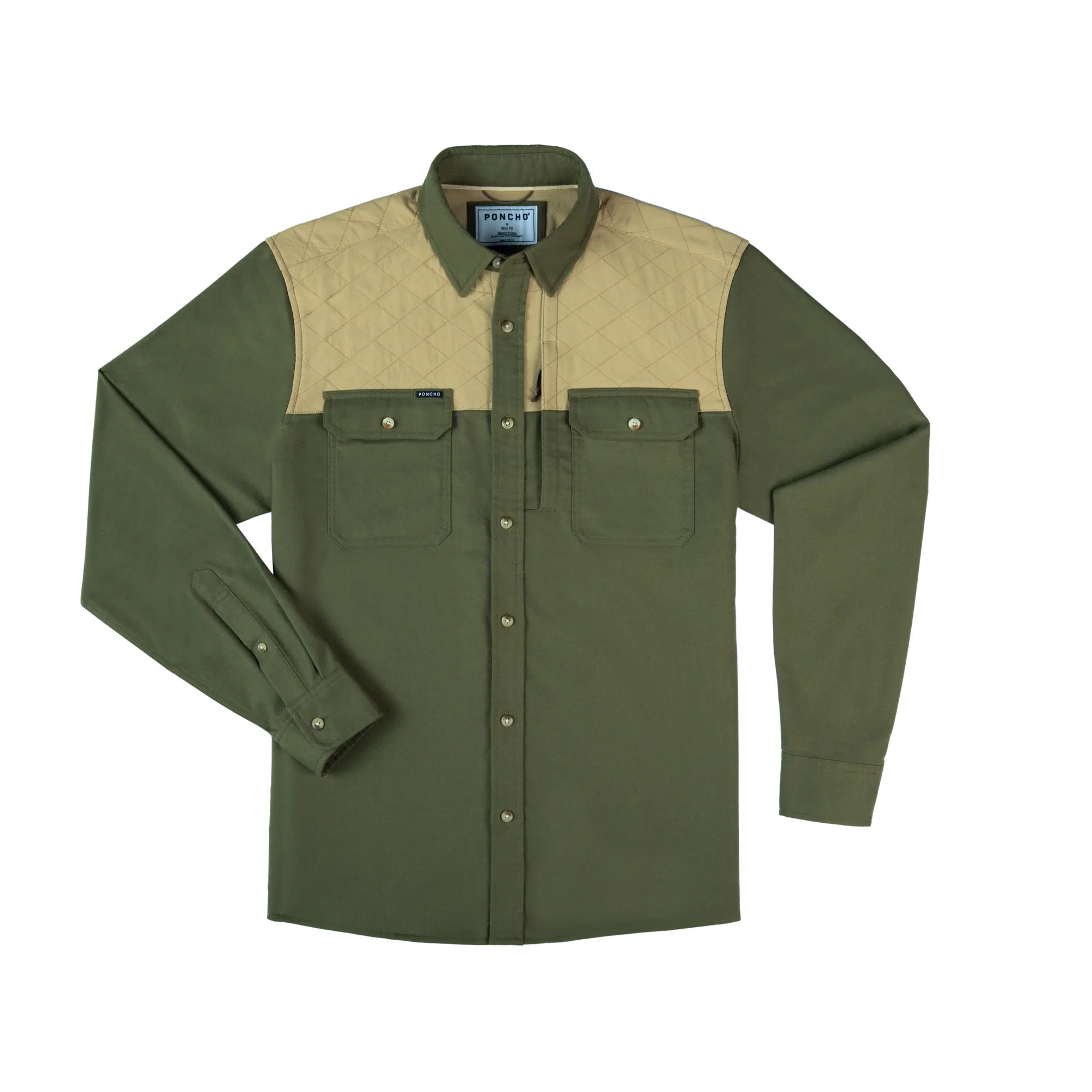 Men's Poncho "The Roosevelt" Green Regular Fit Long Sleeve Button Up