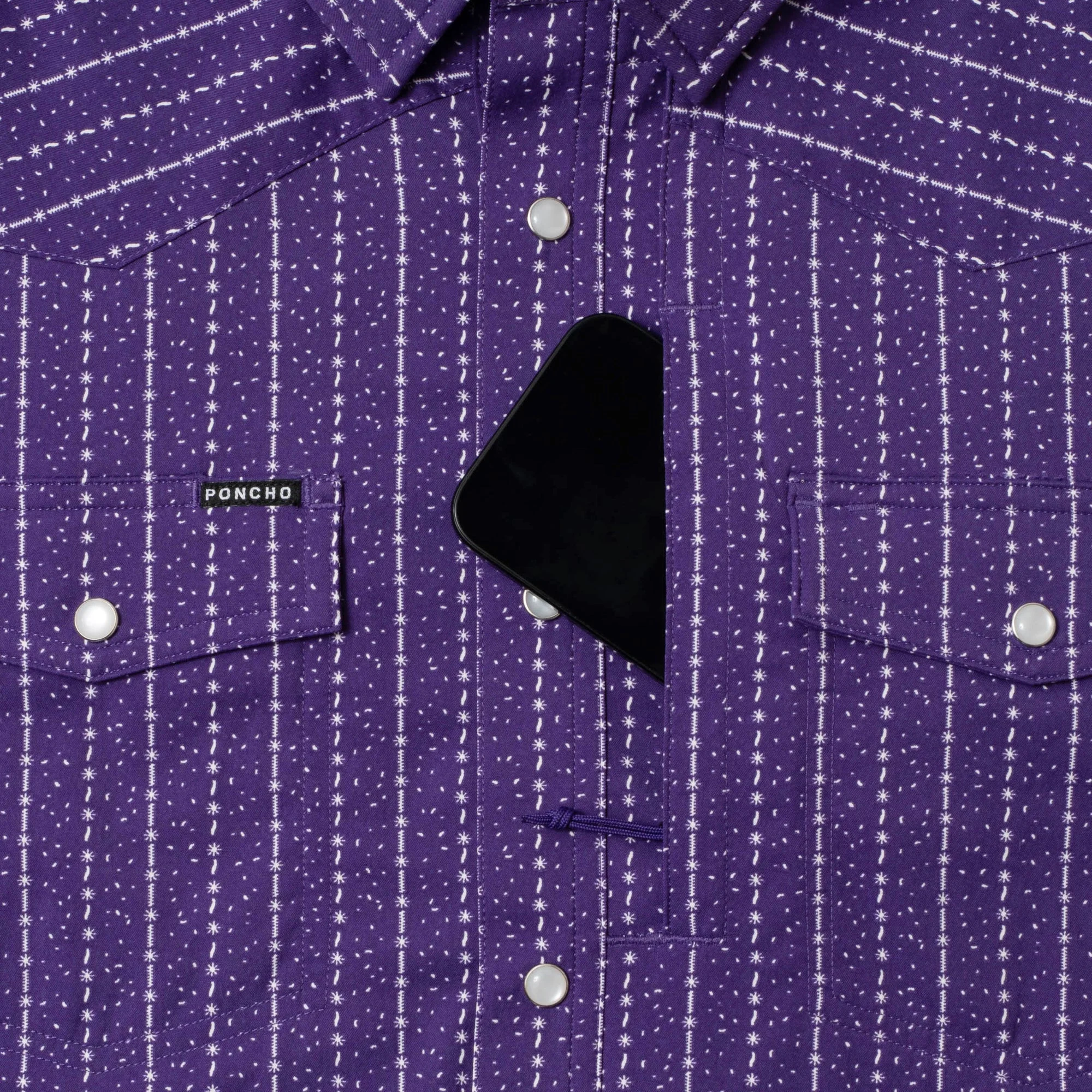Men's Poncho "The Stockyard" Short Sleeve Regular Fit Pearl Snap Shirt - Image 5