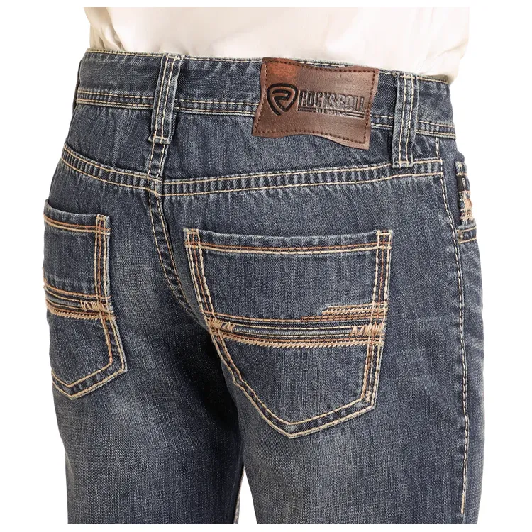 Men's Rock and Roll Denim Regular Fit Straight Stitch Straight Leg Jeans BM1PD04817 - Image 4