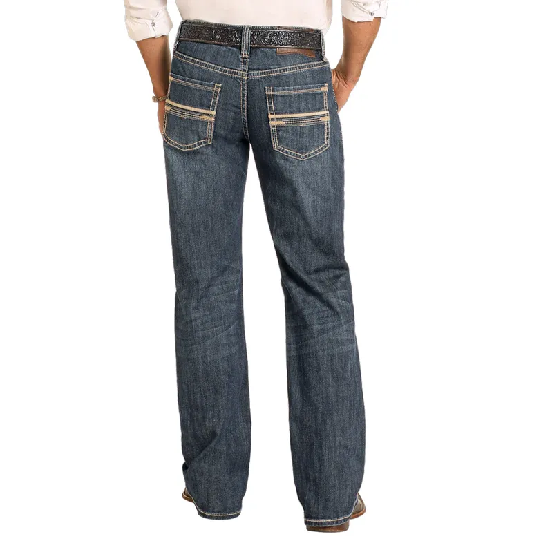 Men's Rock and Roll Denim Relaxed Fit Rope Stitch Straight Leg Jeans BM0SD04816 - Image 2