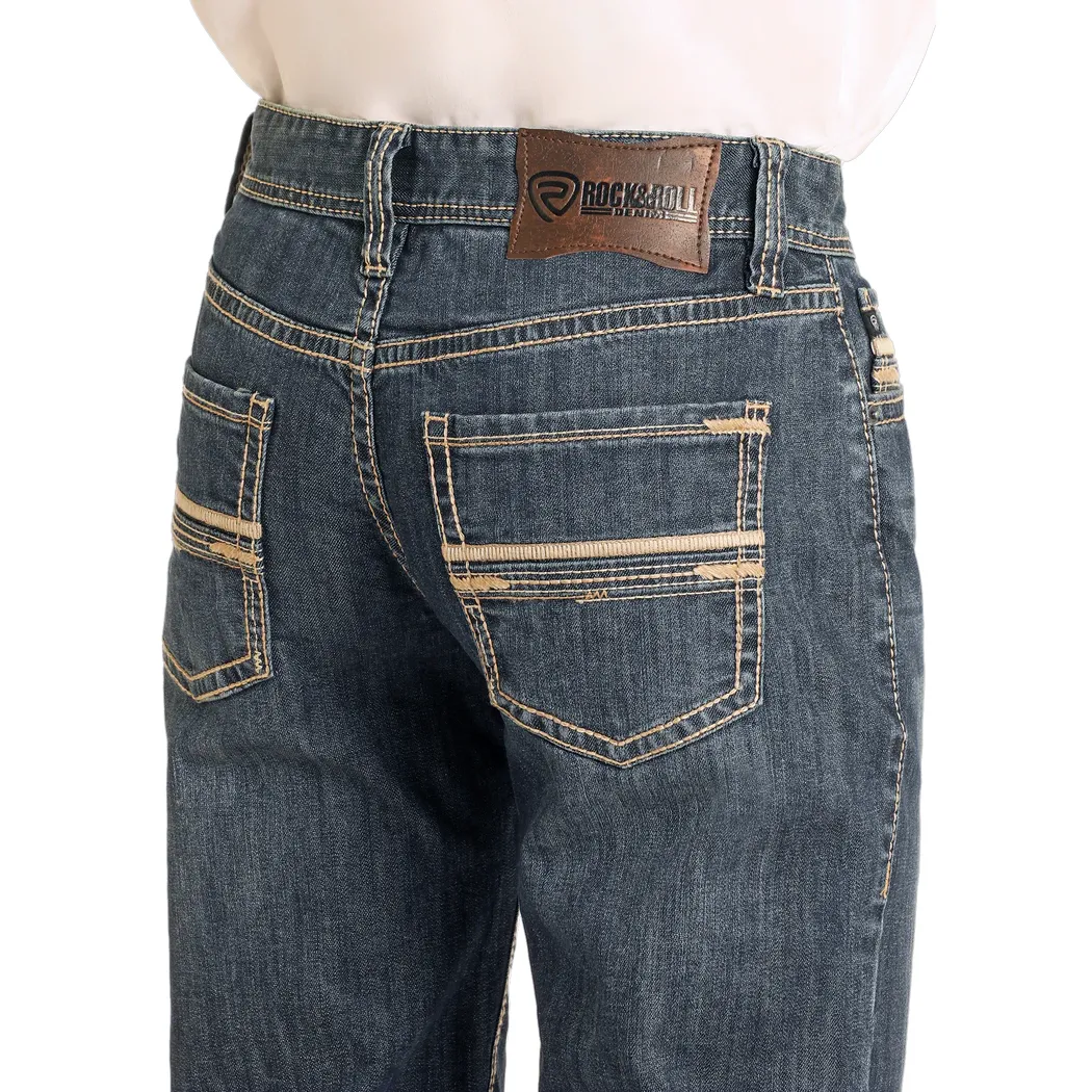 Men's Rock and Roll Denim Relaxed Fit Rope Stitch Straight Leg Jeans BM0SD04816 - Image 4