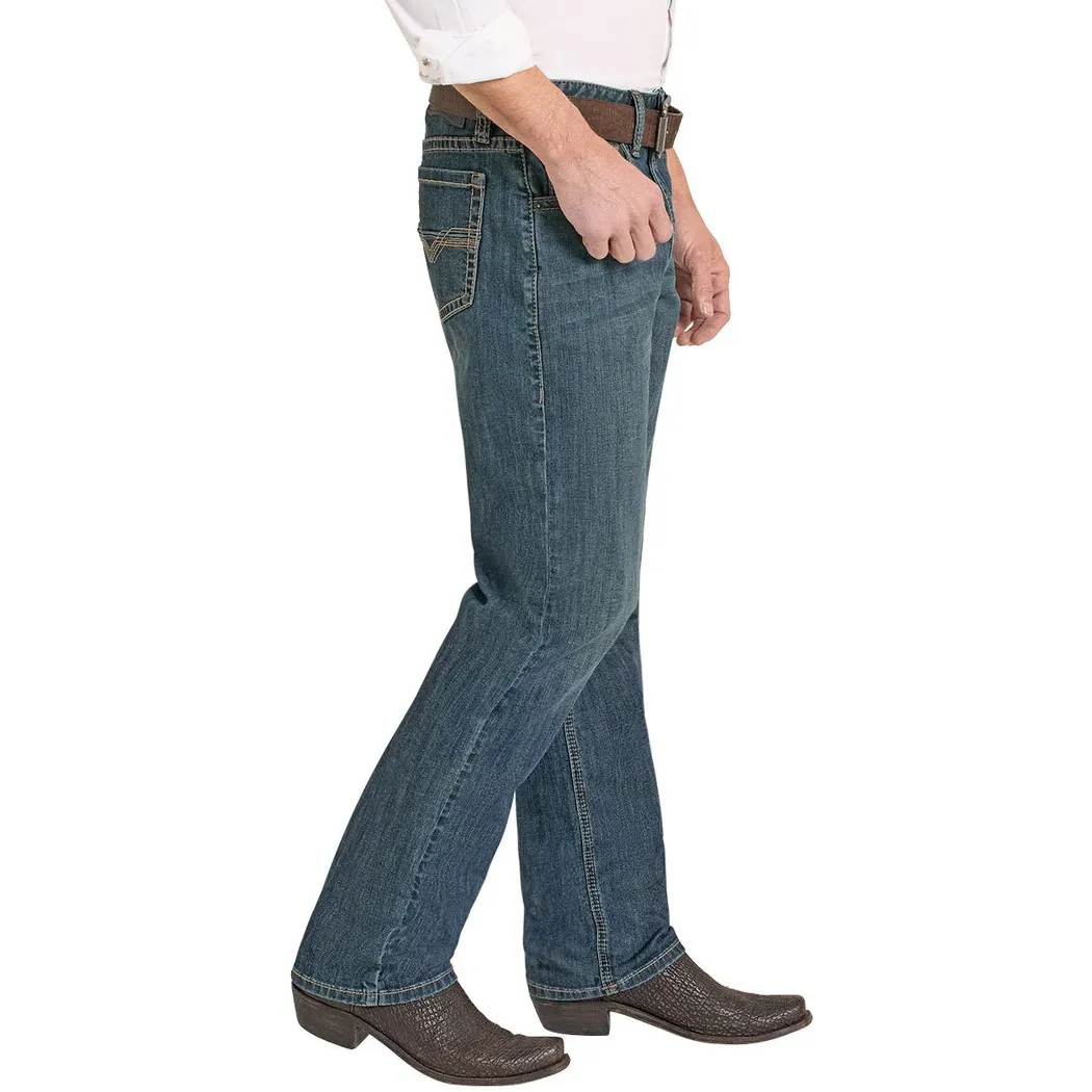 Men's Rock and Roll High Rise Relaxed Fit Two Tone Tapered Bootcut Jeans BMHBD08571 - Image 3