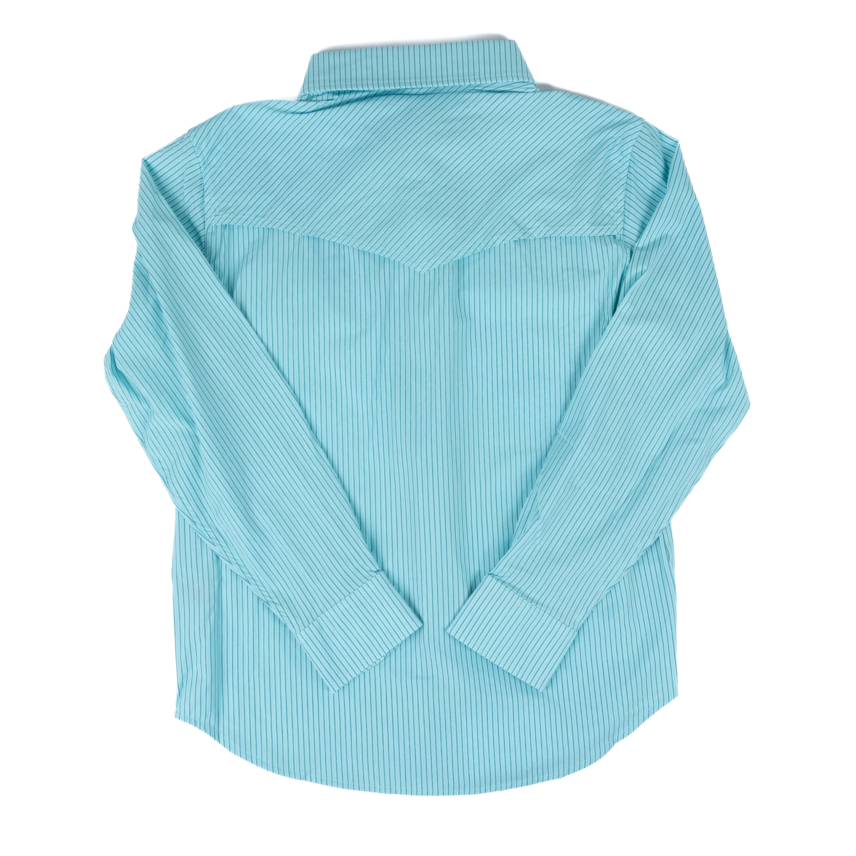 Men's Rock and Roll Long Sleeve Turquoise Striped Tek Core Snap Shirt BMN2S08378 - Image 2