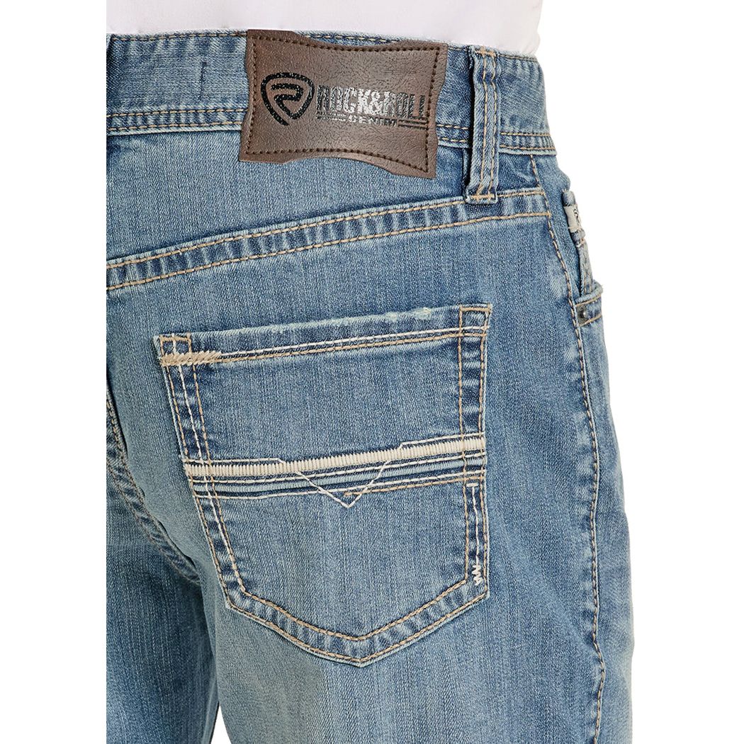 Men's Rock and Roll Relaxed Fit Embroidered Ladder Stitch Pocket Straight Leg Jeans BM0SD08577 - Image 4