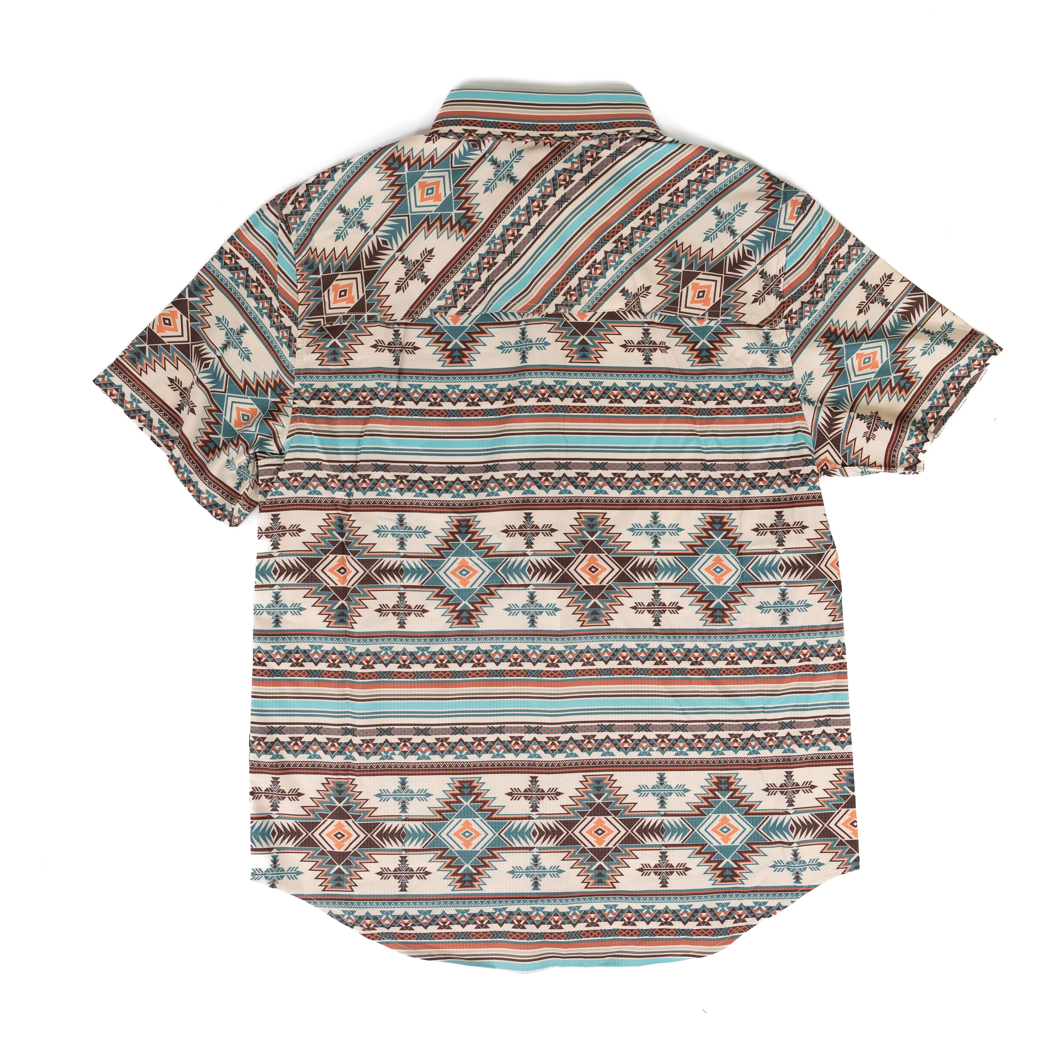 Men's Rock and Roll Short Sleeve Tek Aztec Printed Button Up BMB3S08683 - Image 2