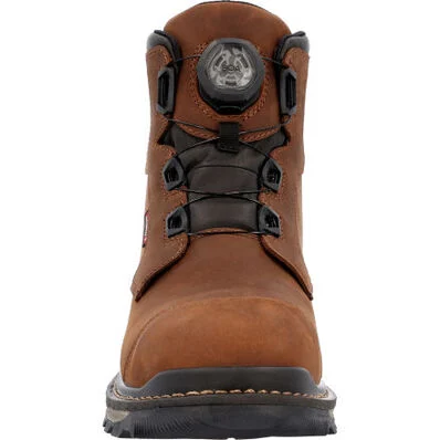 Men's Rocky Rams Horn Boa Brown Composite Toe Waterproof Work Boots RKK0390 - Image 2