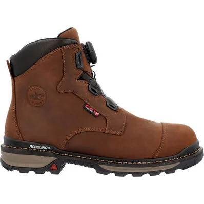 Men's Rocky Rams Horn Boa Brown Composite Toe Waterproof Work Boots RKK0390 - Image 3
