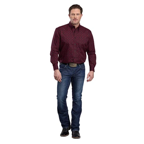 Men's Roper Long Sleeve Amarillo Allover Print Wine Colored Shirt 03-001-0326-1021 - Image 2