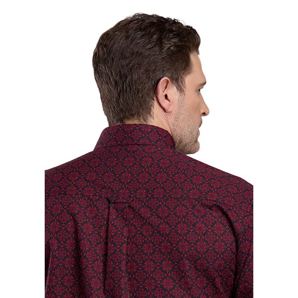 Men's Roper Long Sleeve Amarillo Allover Print Wine Colored Shirt 03-001-0326-1021 - Image 3