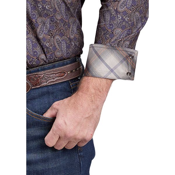 Men's Roper Long Sleeve Amarillo Snap Purple Haze Paisley 03-001-0225-6029 - Image 3