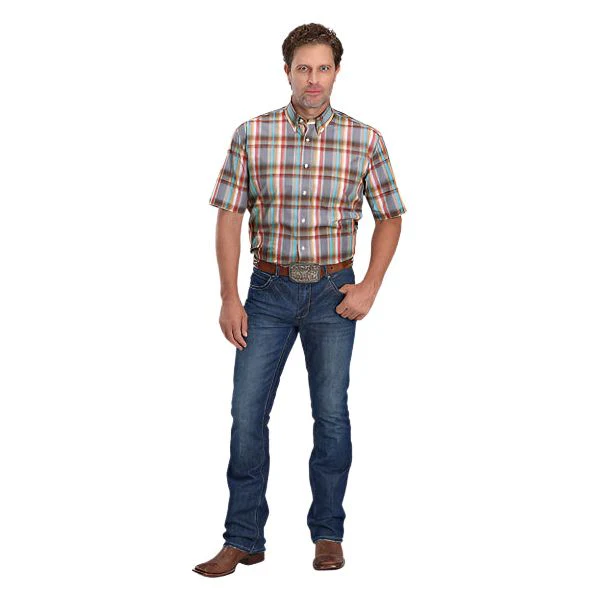 Men's Roper Short Sleeve Amarillo Plaid 1 Pocket Button Up Shirt 03-002-0379-5016 - Image 2