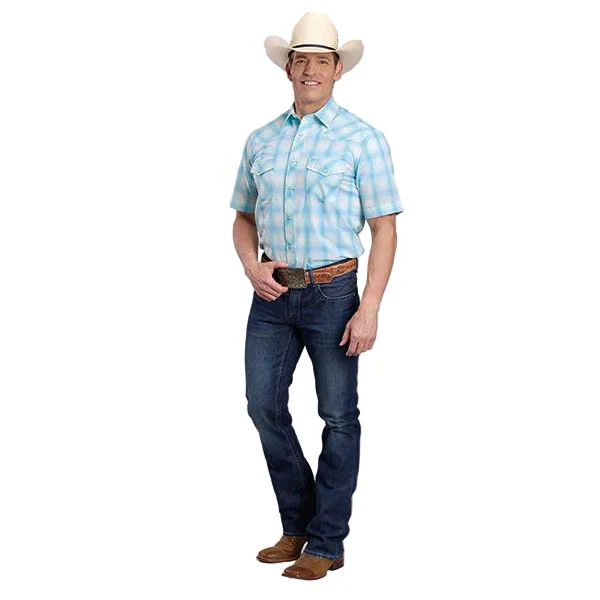 Men's Roper Short Sleeve Blue Plaid Western Button Up Shirt 01-002-0101-2029 - Image 2