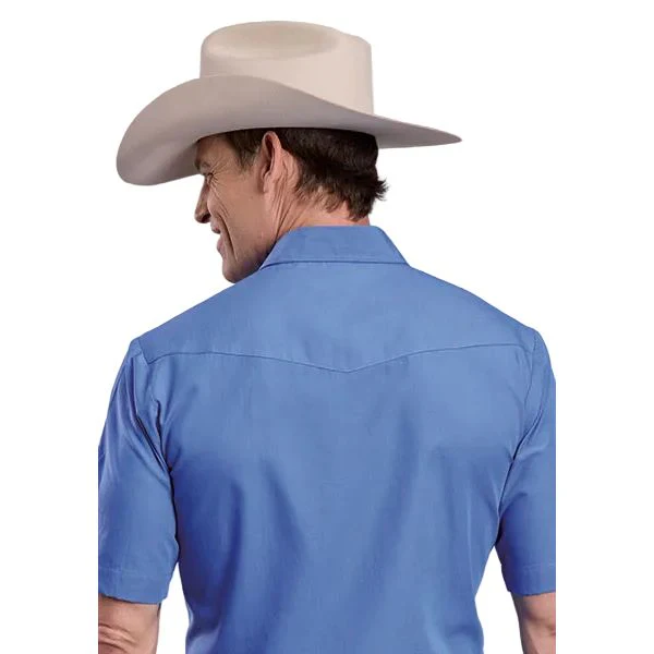 Men's Roper Short Sleeve Blue Snap Shirt 01-002-0025-0255 - Image 3