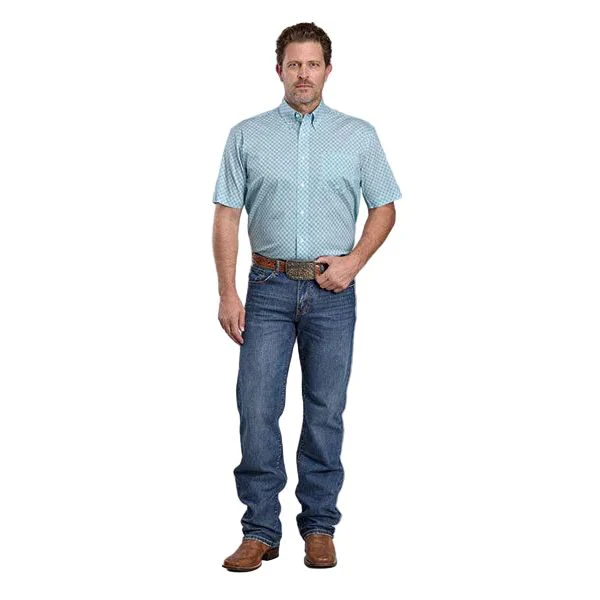 Men's Roper Short Sleeve Green and Teal Amarillo Allover Print Button Up Shirt 03-002-0326-2105 - Image 2