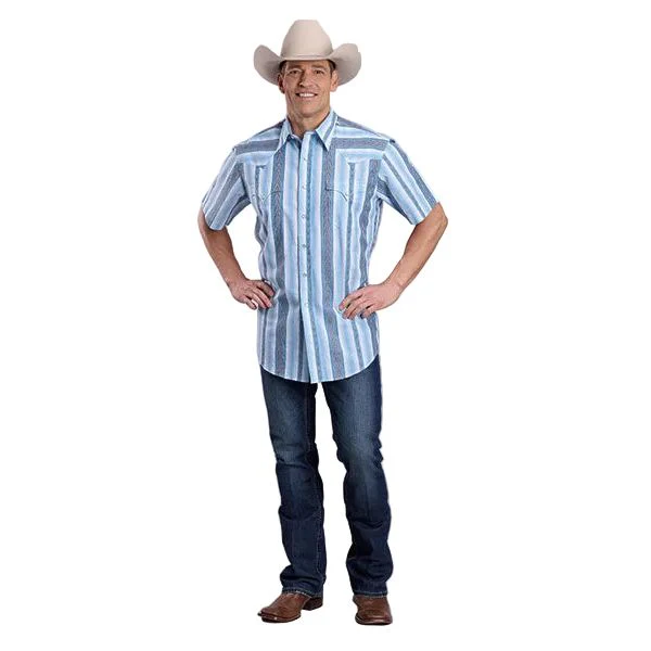 Men's Roper Short Sleeve Vertical Performance Striped Snap Shirt 03-002-0068-0322 - Image 2