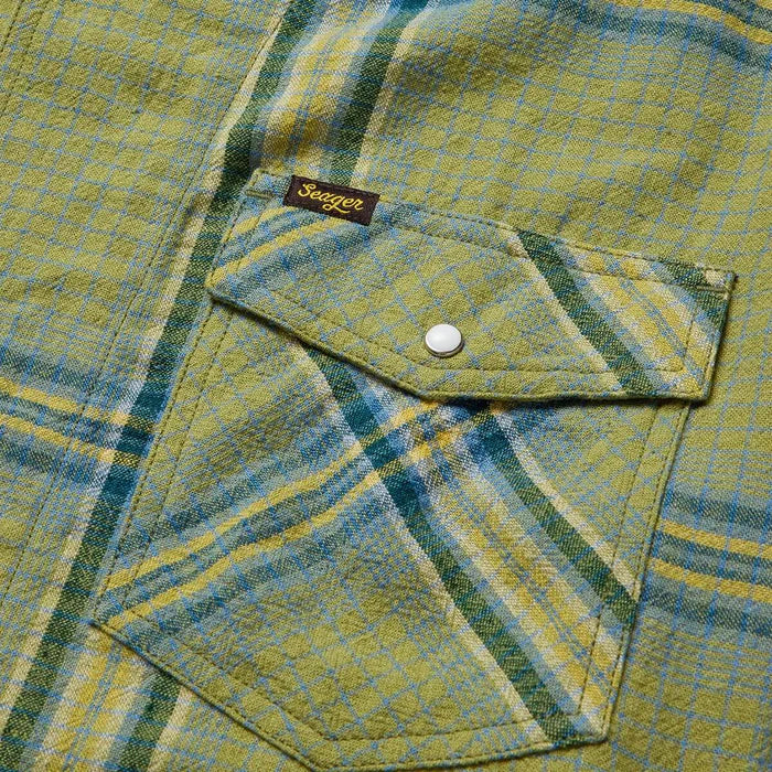 Men's Seager Moss Grid Plaid Whippersnapper Short Sleeve Shirt MSSP26WHIPGRN - Image 5