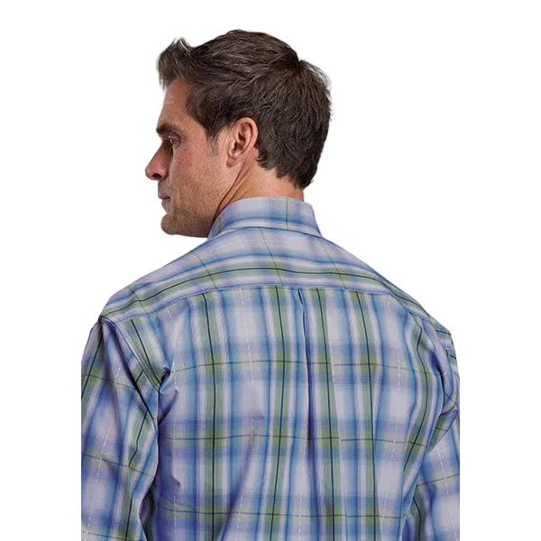 Men's Stetson Long Sleeve Blue Plaid Button Down Shirt 11-001-0579-4029 - Image 2