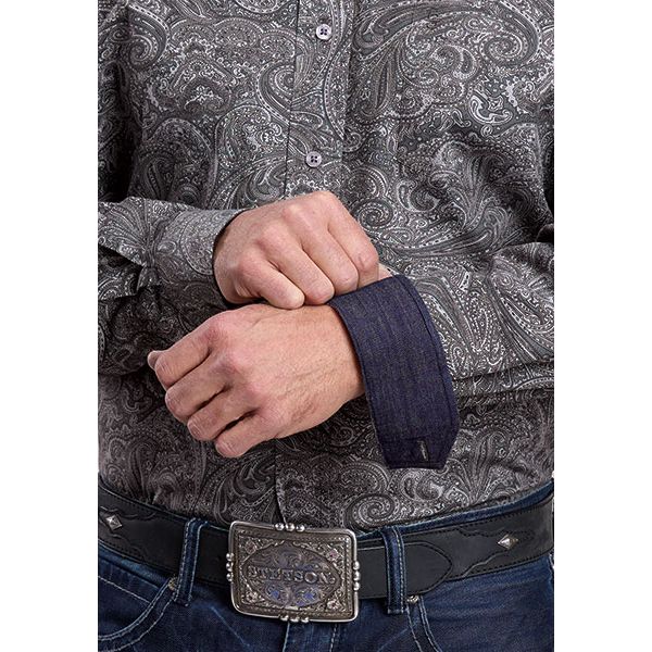 Men's Stetson Long Sleeve Button Up Smoke Paisley Shirt 11-001-0526-1046 - Image 3