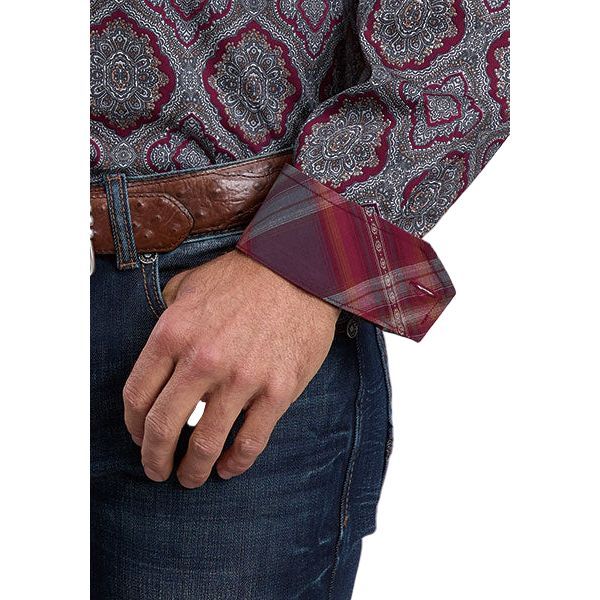 Men's Stetson Paisley Print Long Sleeve Button Up Shirt 11-001-0526-6046 - Image 3