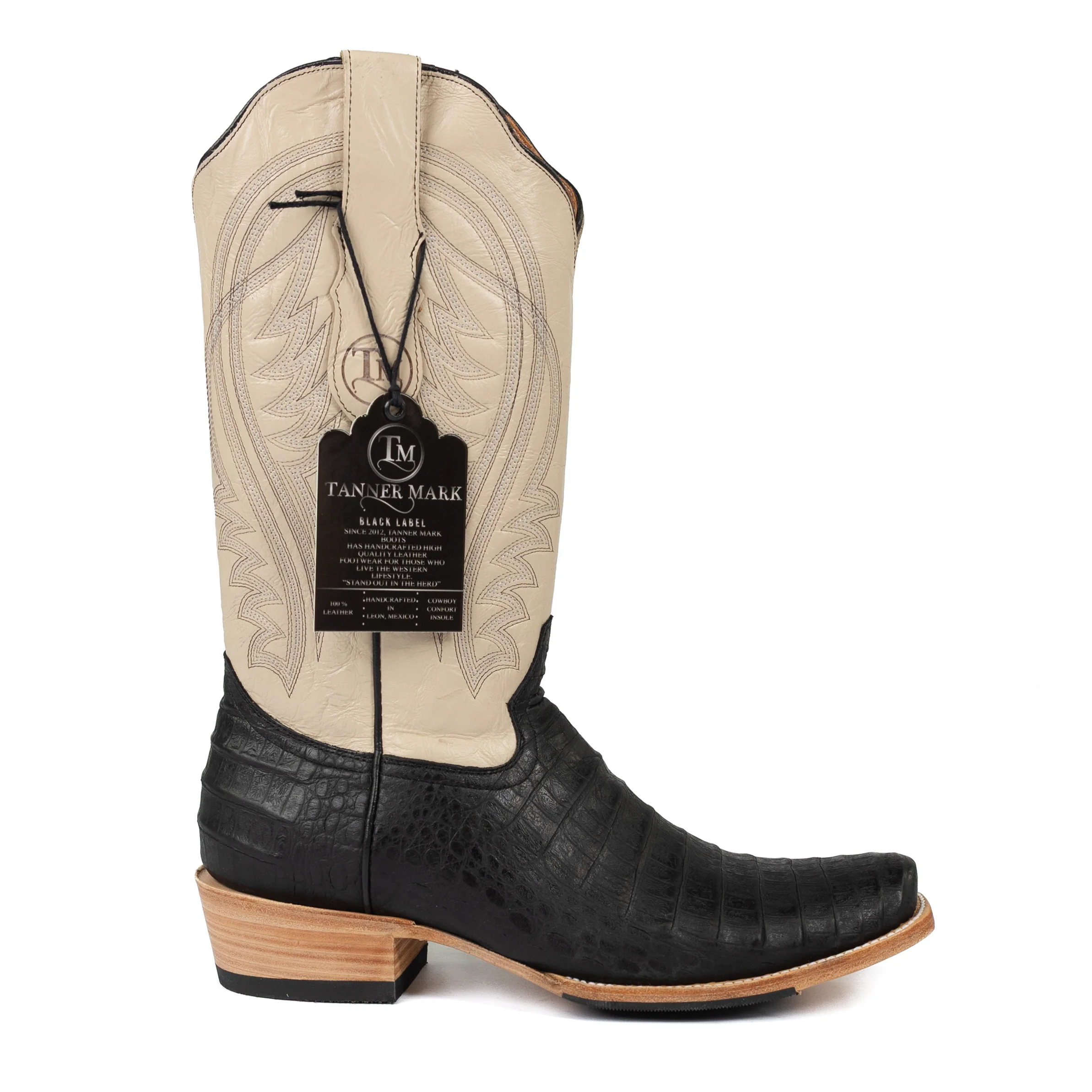 Men's Tanner Mark Black Caiman Print Cutter Toe Boots TM0117 - Image 3