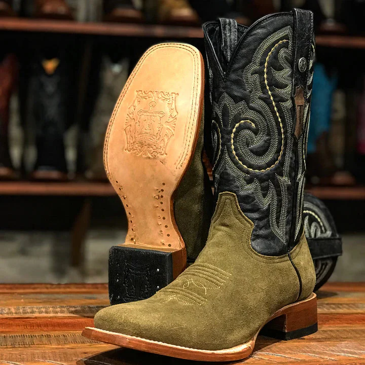 Men's Tanner Mark Roughout Cowhide Camel Sage Square Toe Boots TM205547 - Image 2
