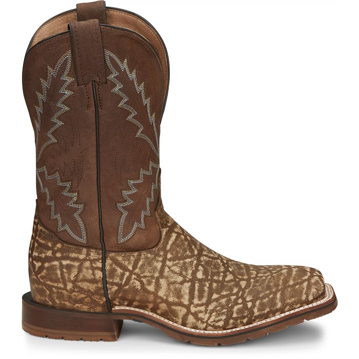 Men's Tony Lama Bowie Taupe Wide Square Toe Boots XT5103 - Image 3