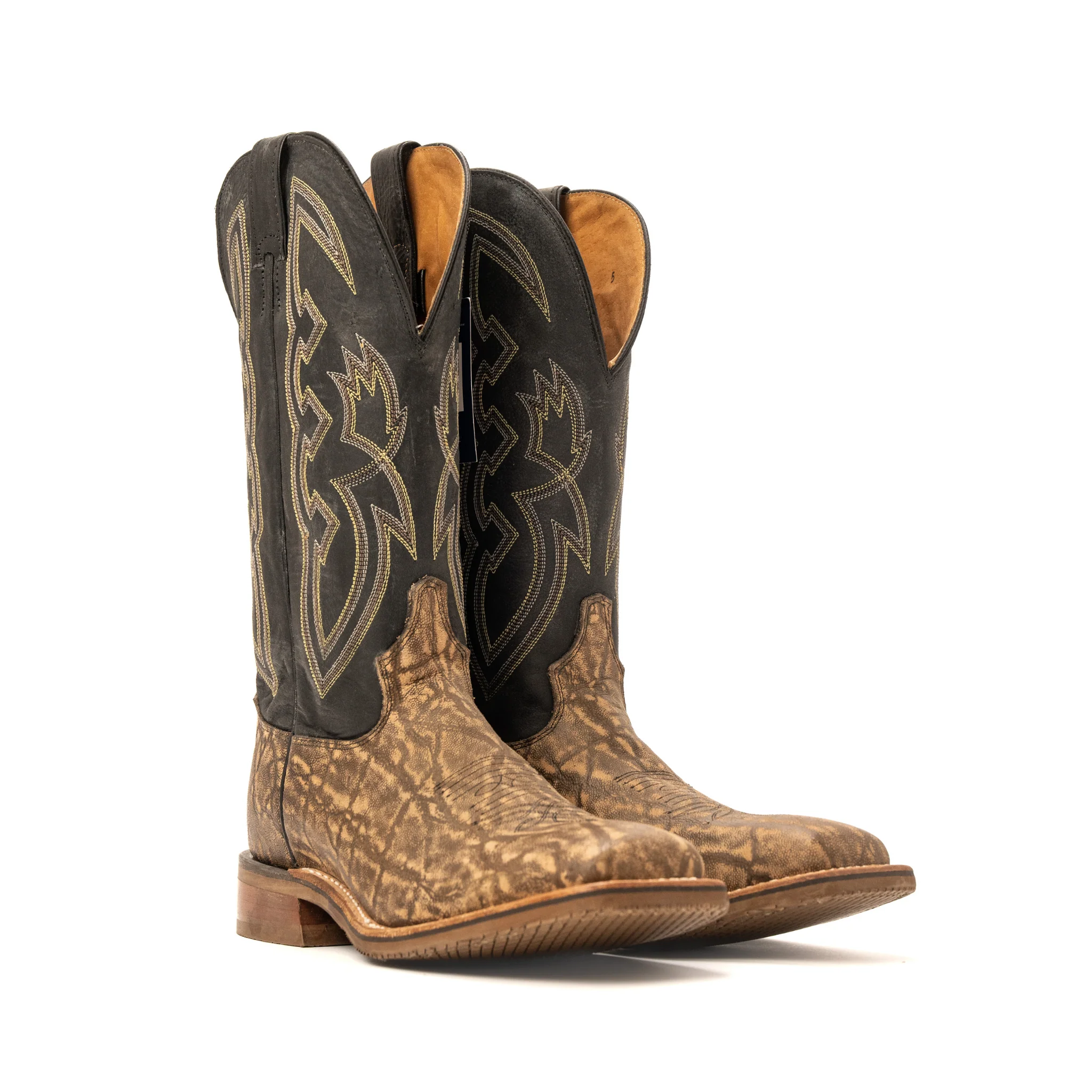 Men's Tony Lama Elephant Print Tan Square Toe Boots 7896 - Image 2