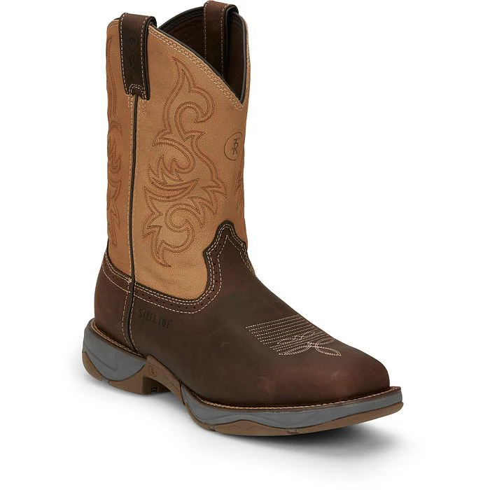 Men's Tony Lama Junction Brown Wide Square Steel Toe Work Boots RR3350 - Image 2