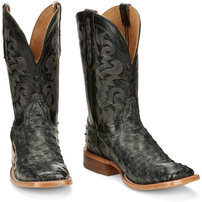 Men's Tony Lama Moore Full Quill Ostrich Gray Square Toe Boots TL5355 - Image 2