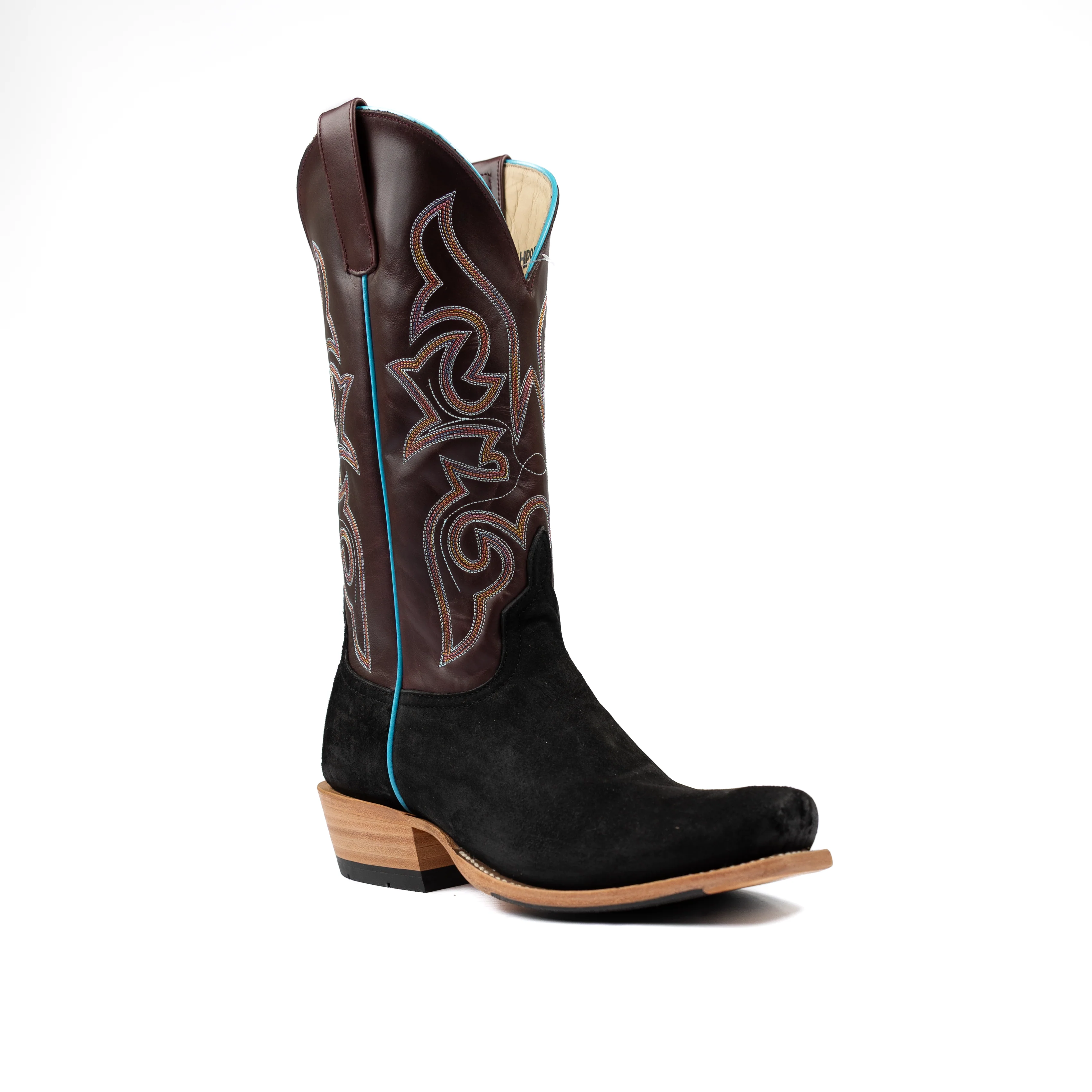 Men's Horse Power Top Hand Black Smooth Reverse Ostrich Cutter Toe Boots HP9522