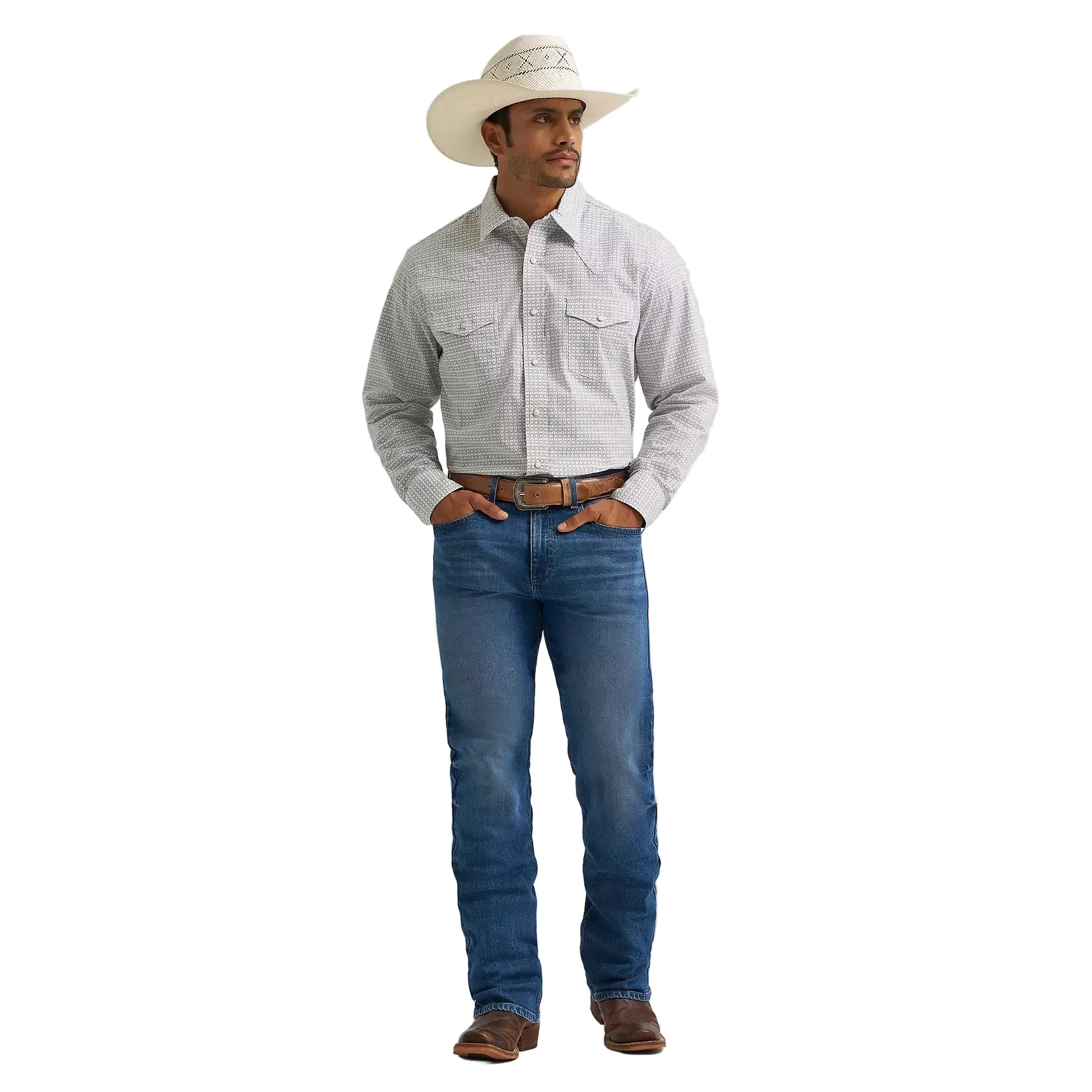 Men's Wrangler 20X® Gray Diamond Competition Advanced Comfort Long Sleeve Two Pocket Western Snap Shirt 112374296 - Image 2