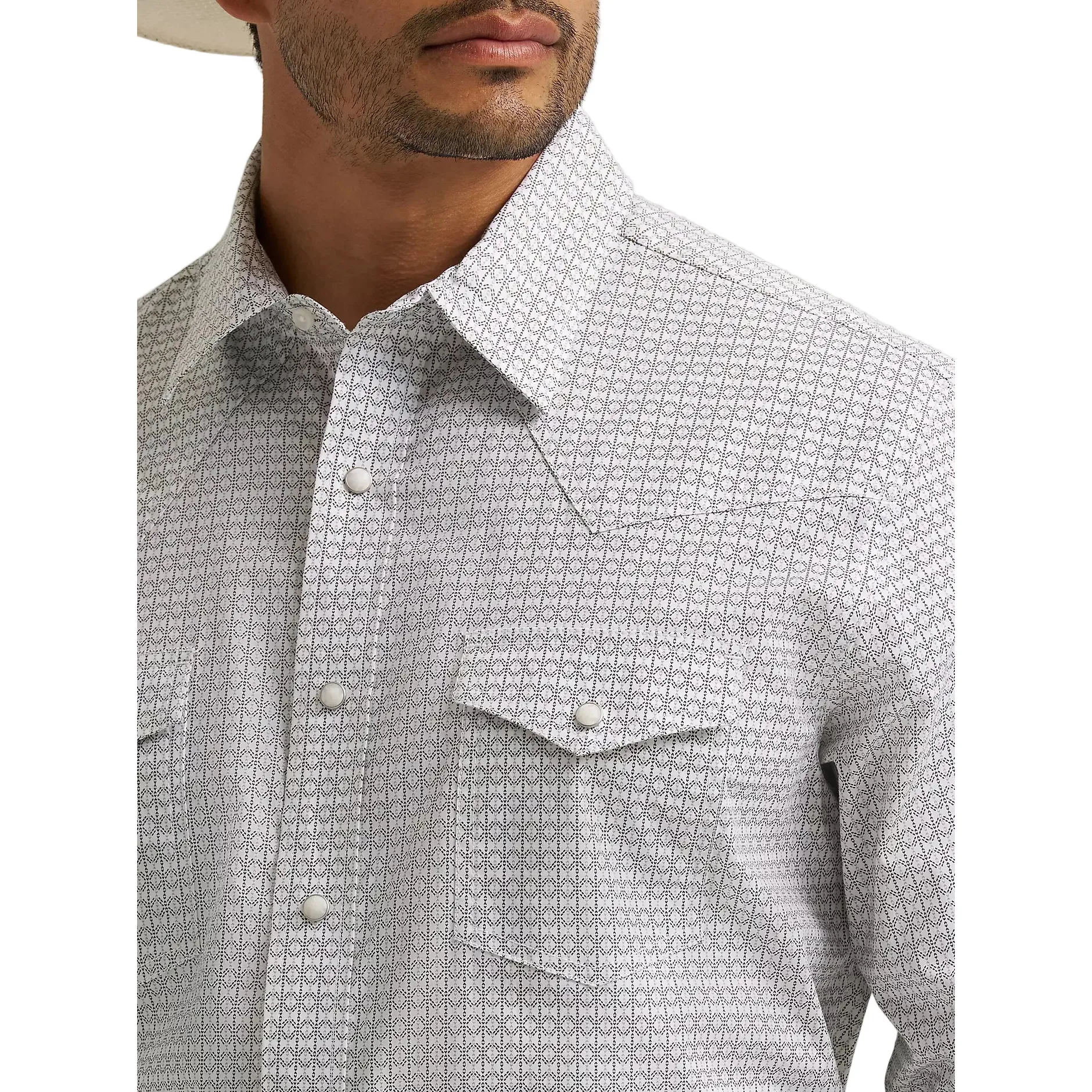 Men's Wrangler 20X® Gray Diamond Competition Advanced Comfort Long Sleeve Two Pocket Western Snap Shirt 112374296 - Image 4