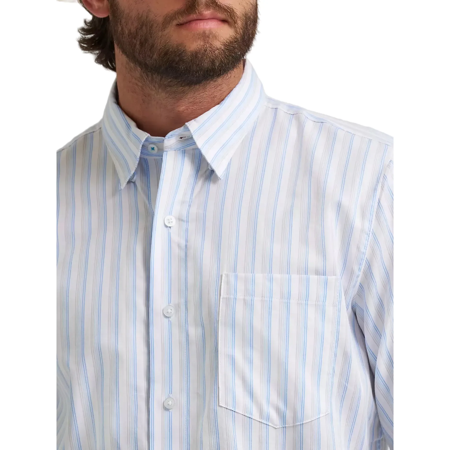 Men's Wrangler Azure Stripes Cody Johnson One Pocket Button Down Shirt 112374488 - Image 4