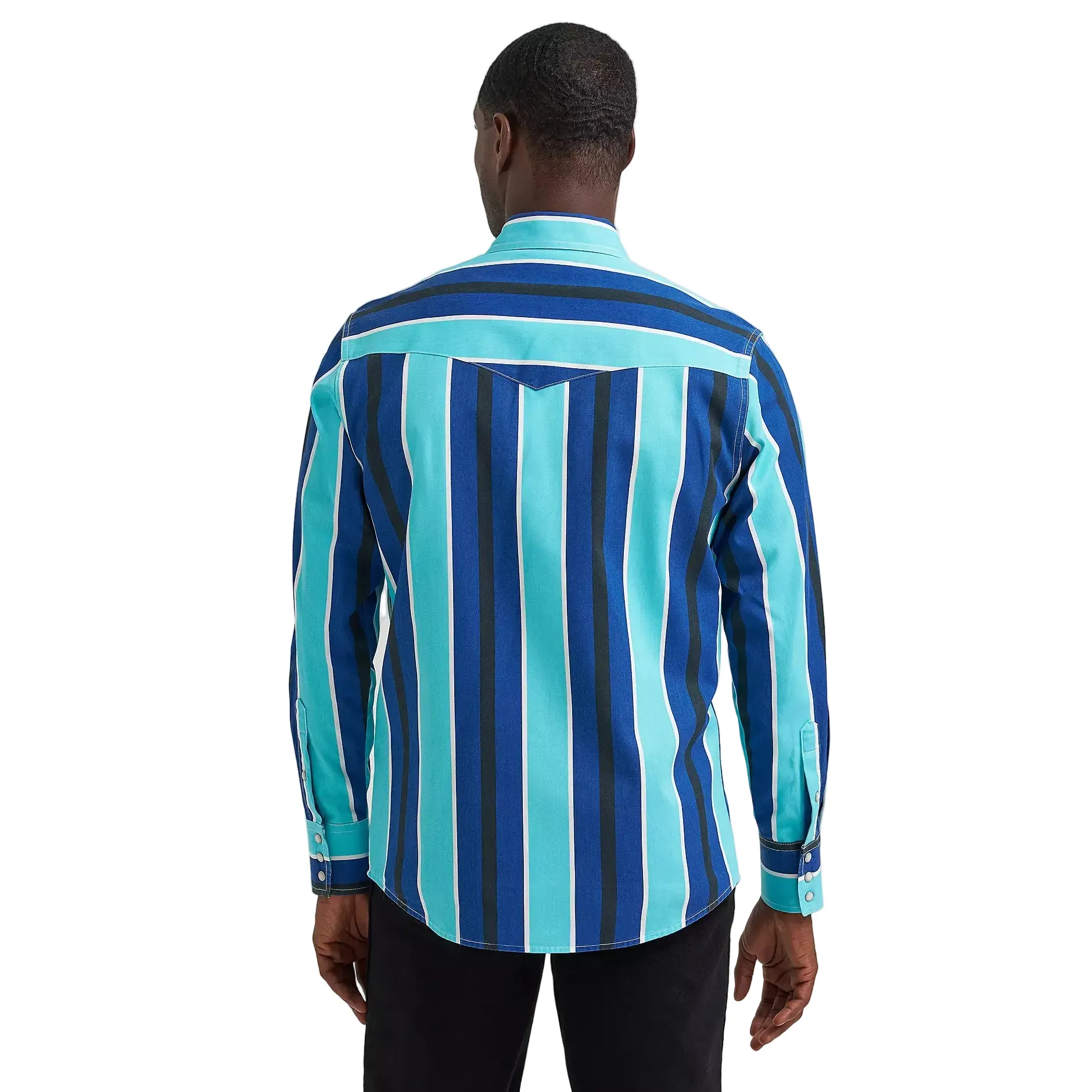Men's Wrangler Cobalt Storm Vintage-Inspired Brushpopper Western Snap Work Shirt 112379229 - Image 2