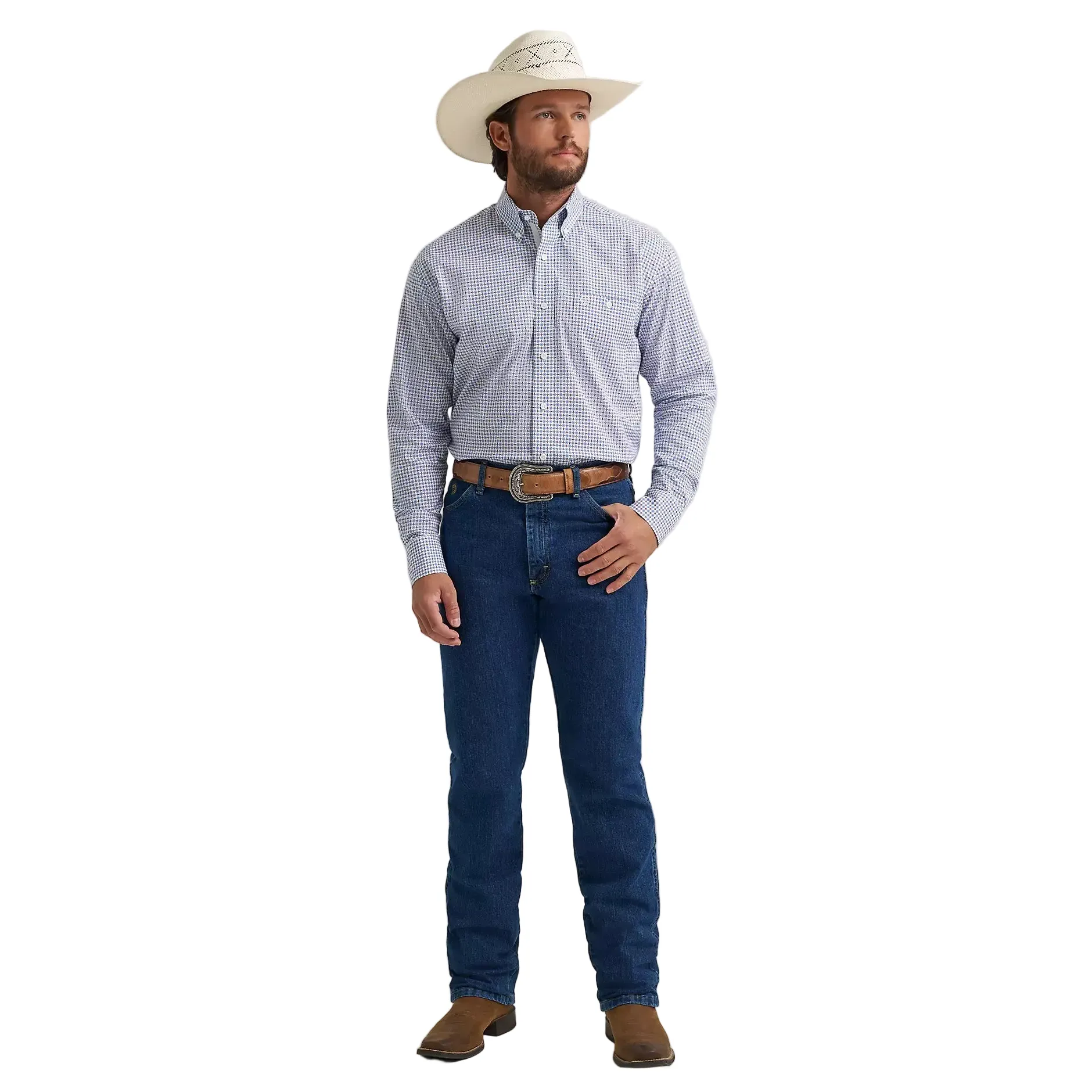 Men's Wrangler George Strait Blue Windows Long Sleeve Button Dow112379062 - Image 2