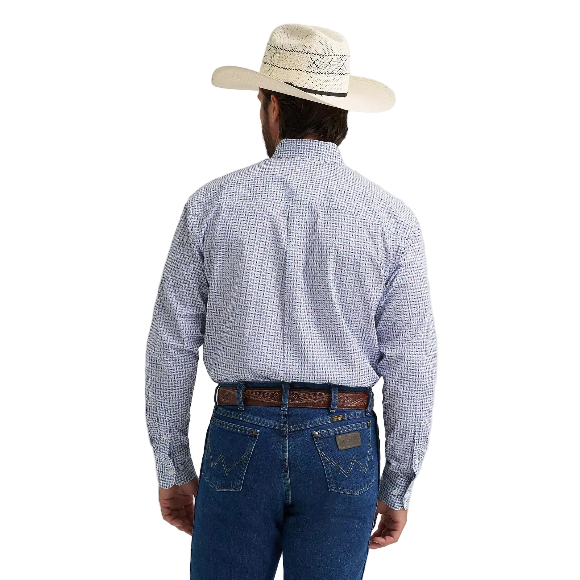 Men's Wrangler George Strait Blue Windows Long Sleeve Button Dow112379062 - Image 3