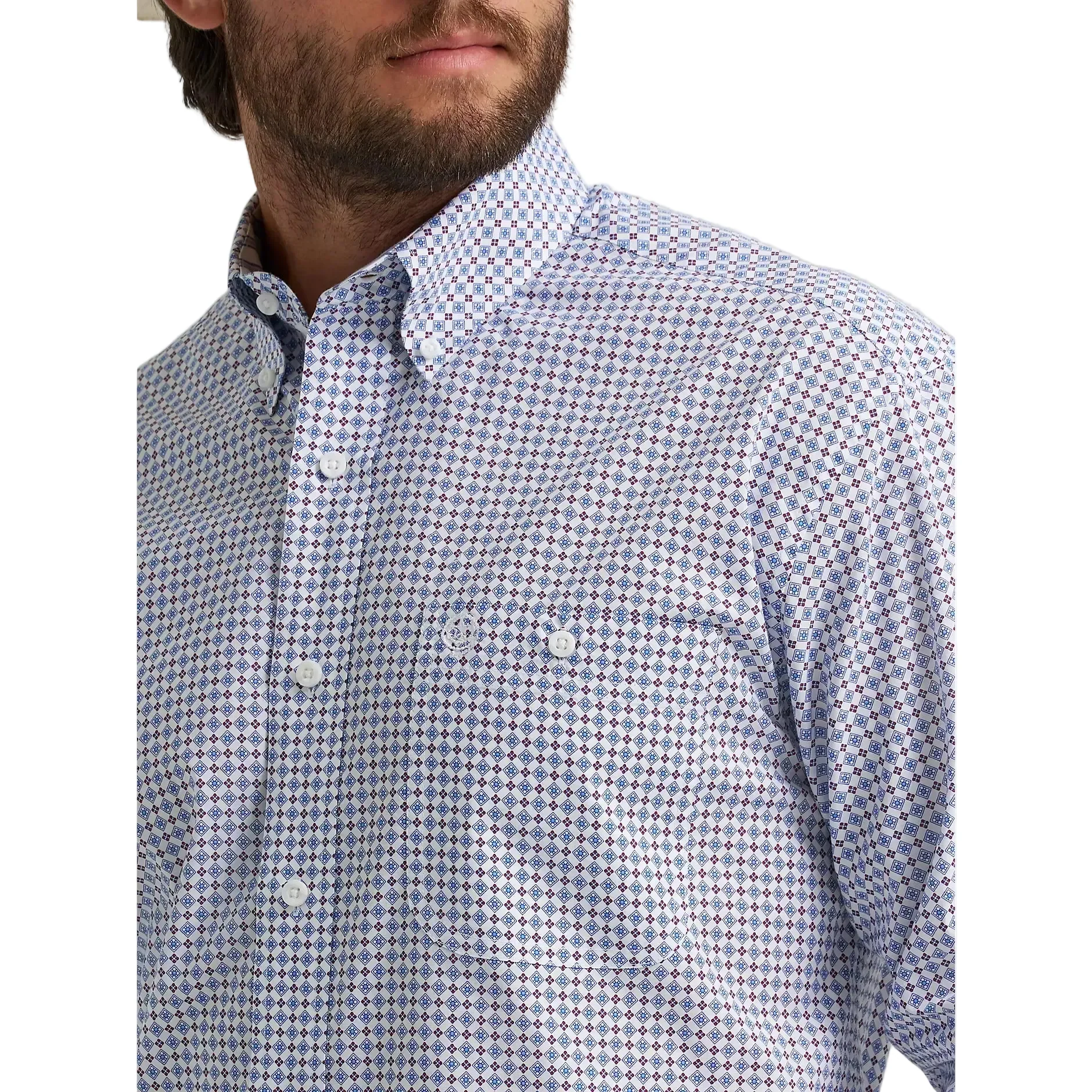 Men's Wrangler George Strait Blue Windows Long Sleeve Button Dow112379062 - Image 4