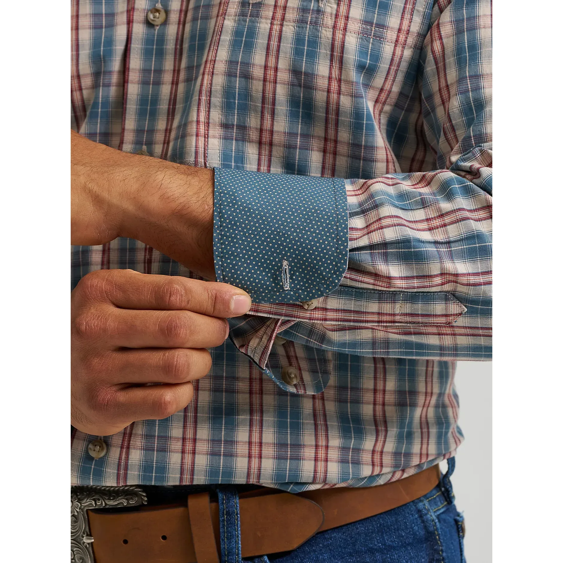 Men's Wrangler George Strait Long Sleeve Button Down One Pocket Shirt 112368226 - Image 4