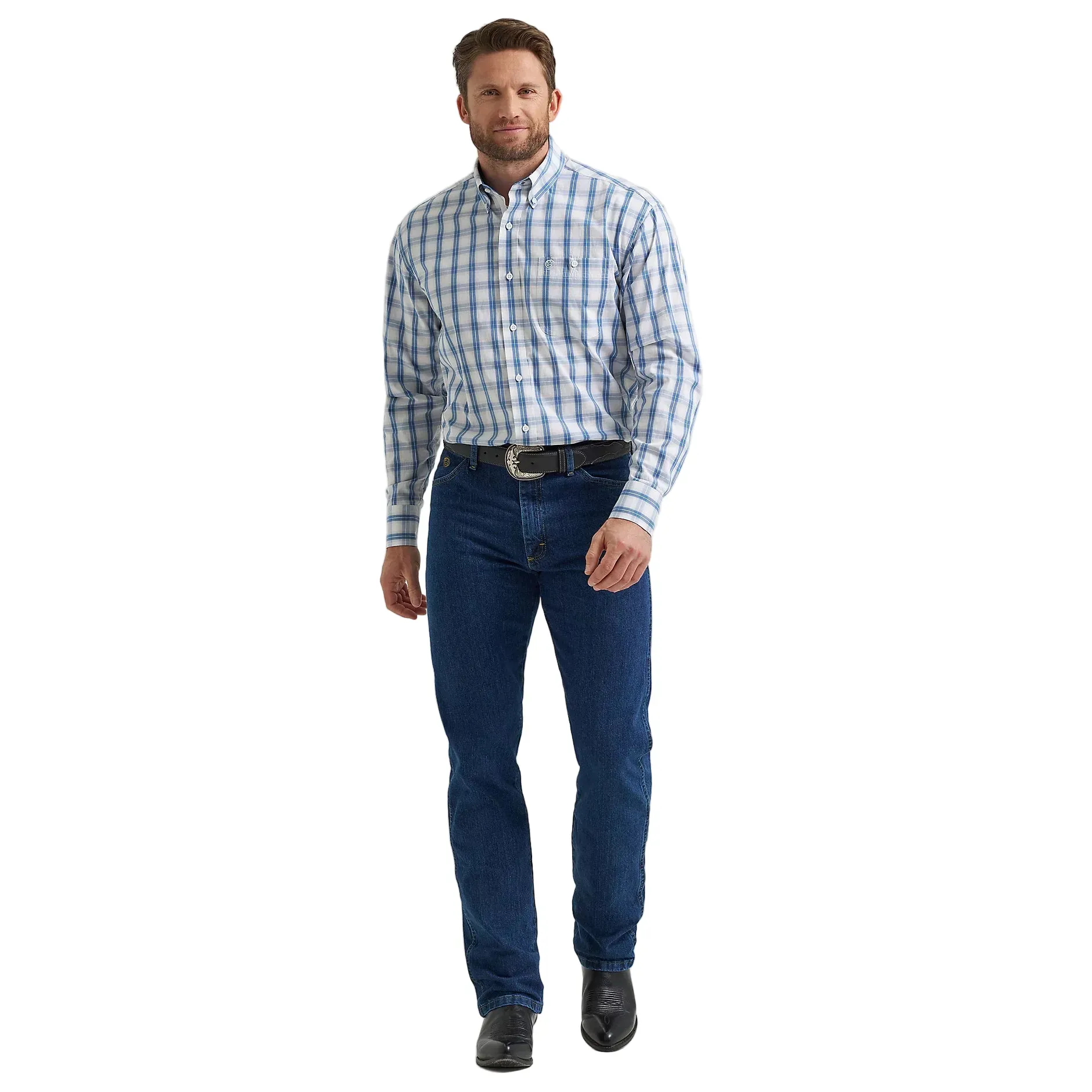 Men's Wrangler George Strait Long Sleeve Button Down One Pocket Shirt 112369573 - Image 2