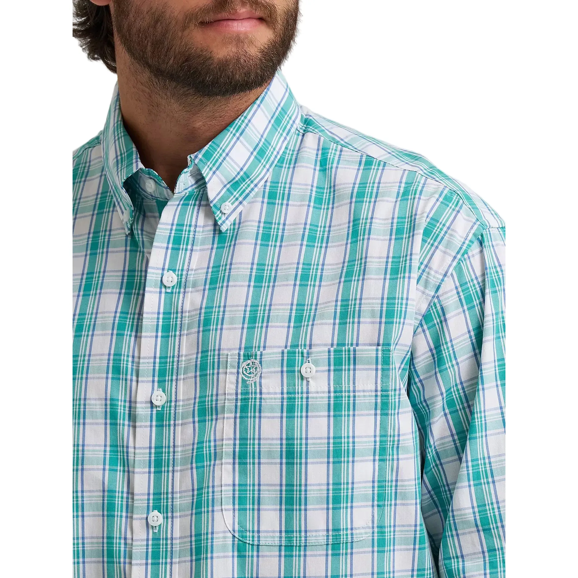 Men's Wrangler George Strait Long Sleeve Button Down One Pocket Shirt 112374594 - Image 4