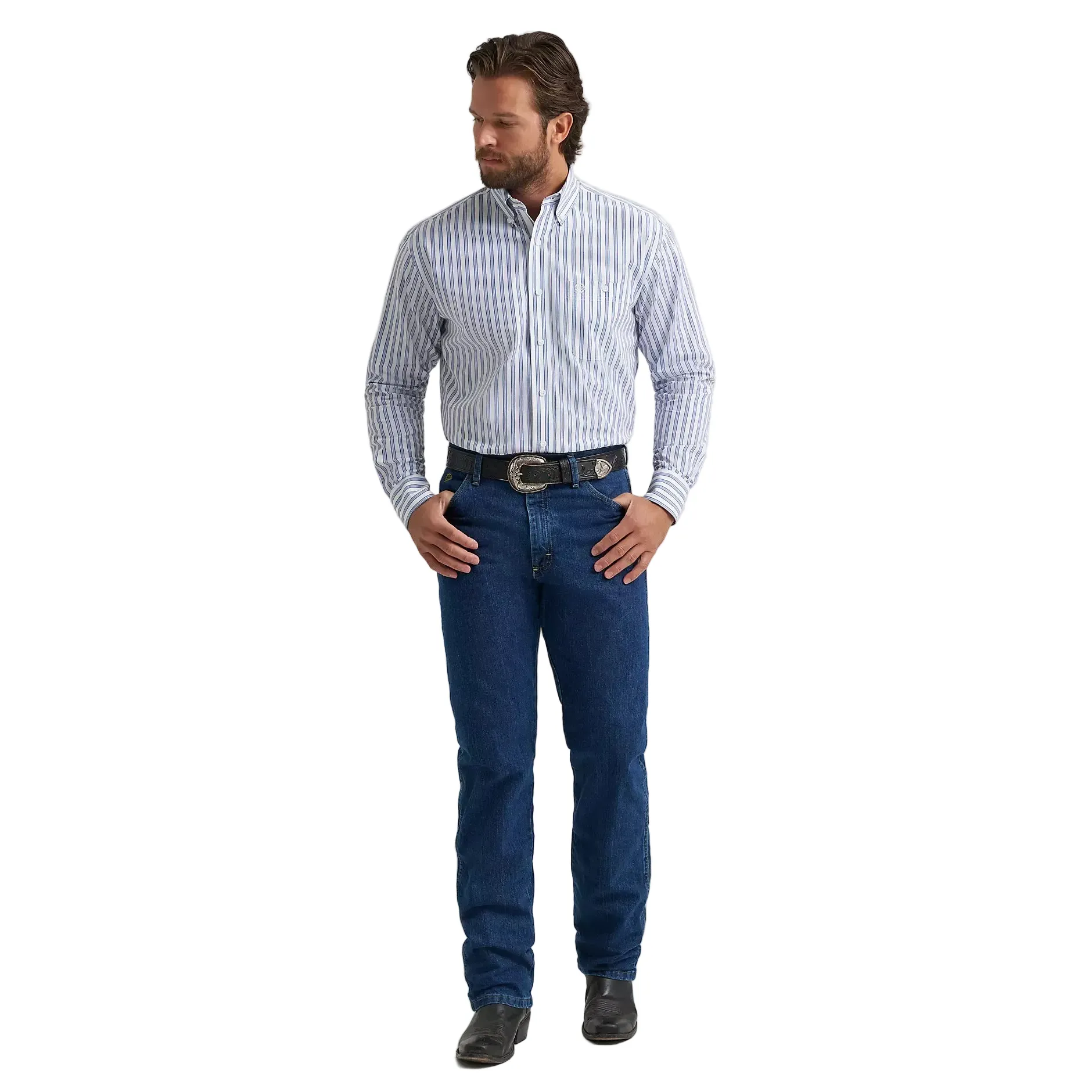Men's Wrangler George Strait Long Sleeve Button Down One Pocket Shirt 112379063 - Image 2